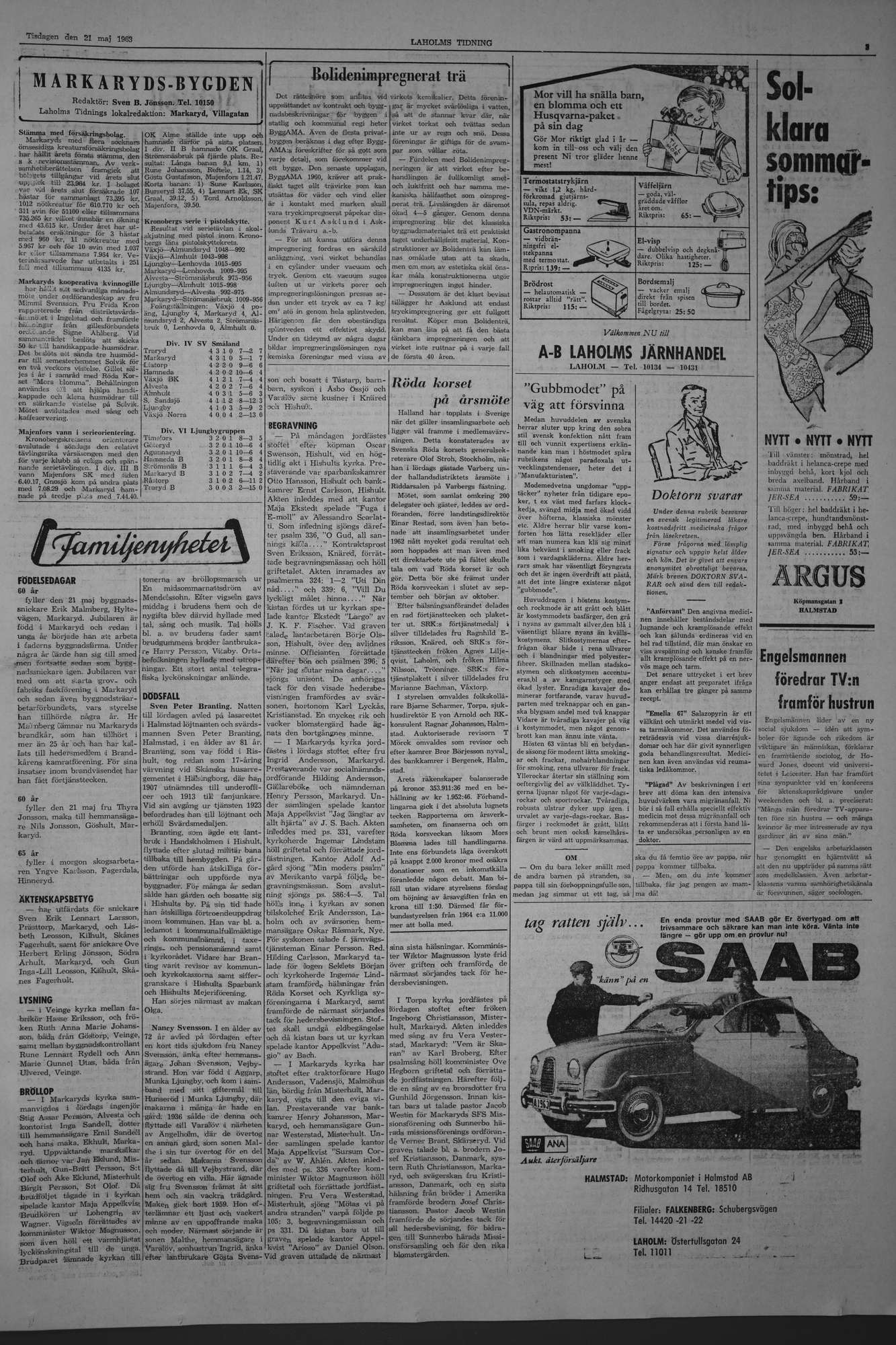 Laholms Tidning Tisdag 21 maj 1963, sida 3