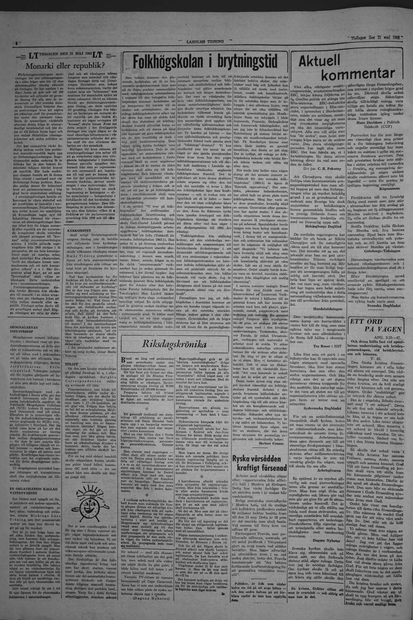 Laholms Tidning Tisdag 21 maj 1963, sida 4