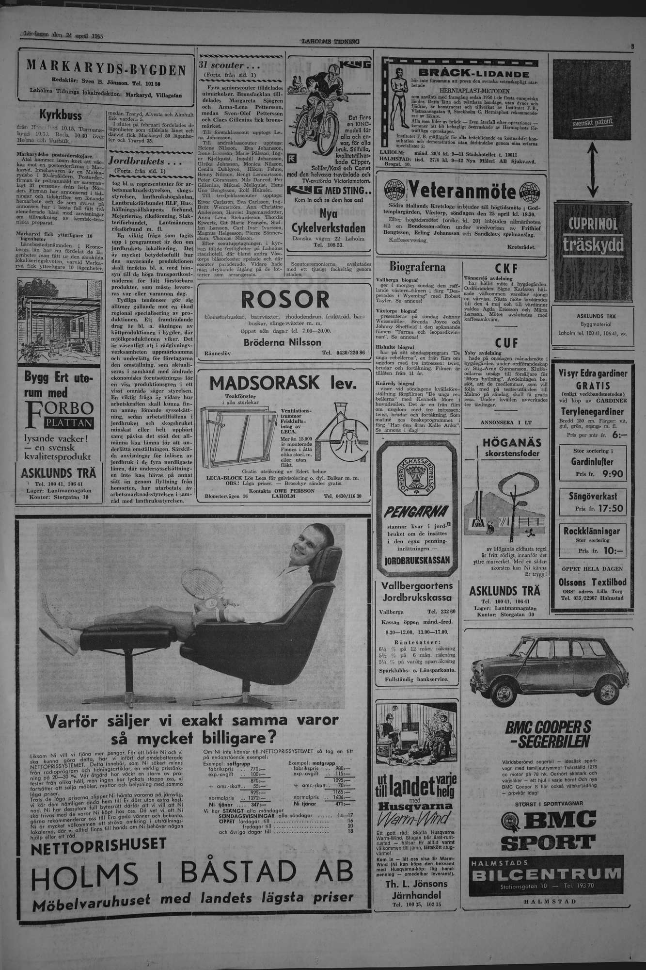 Laholms Tidning Lördag 24 april 1965, sida 3