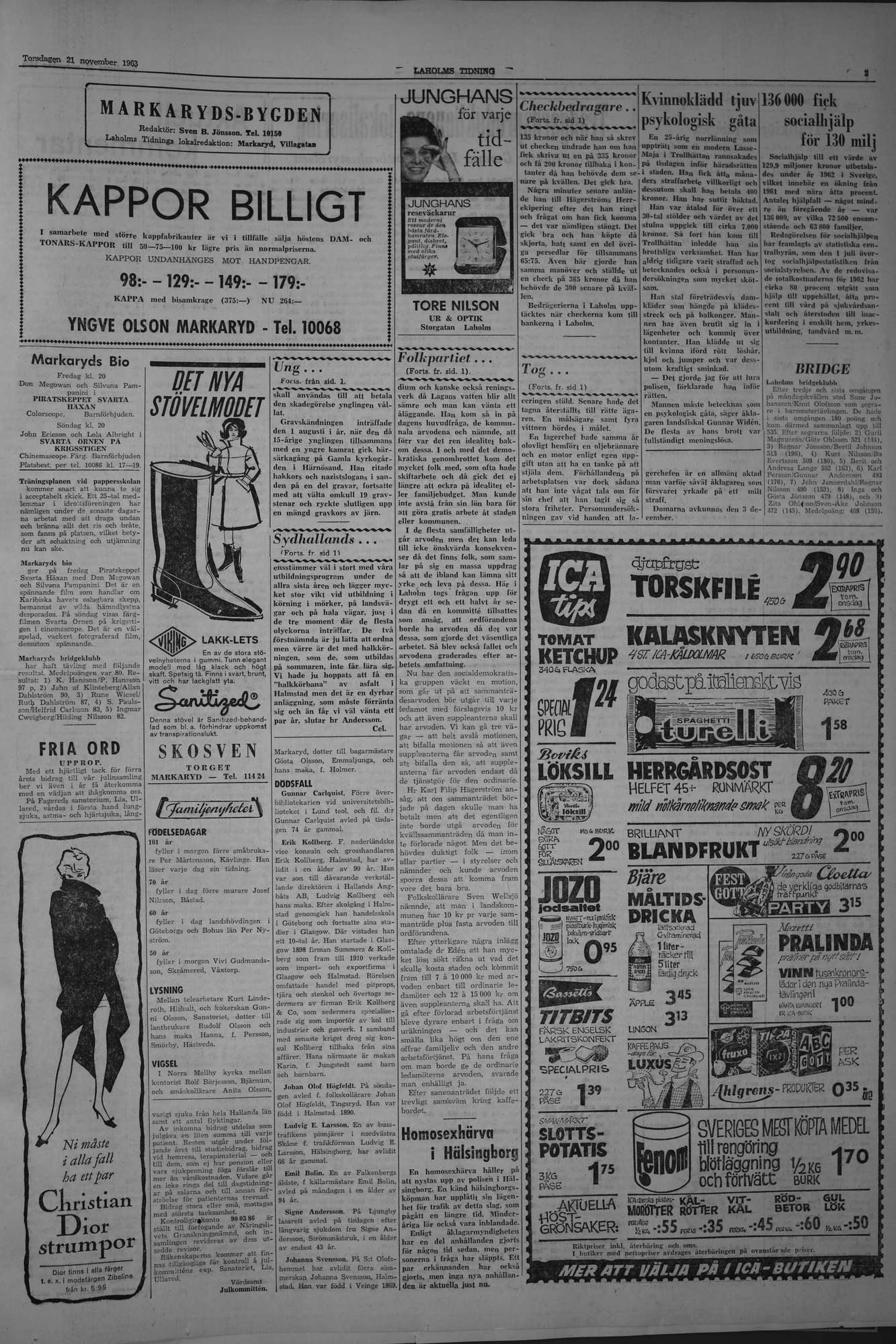 Laholms Tidning Torsdag 21 november 1963, sida 3