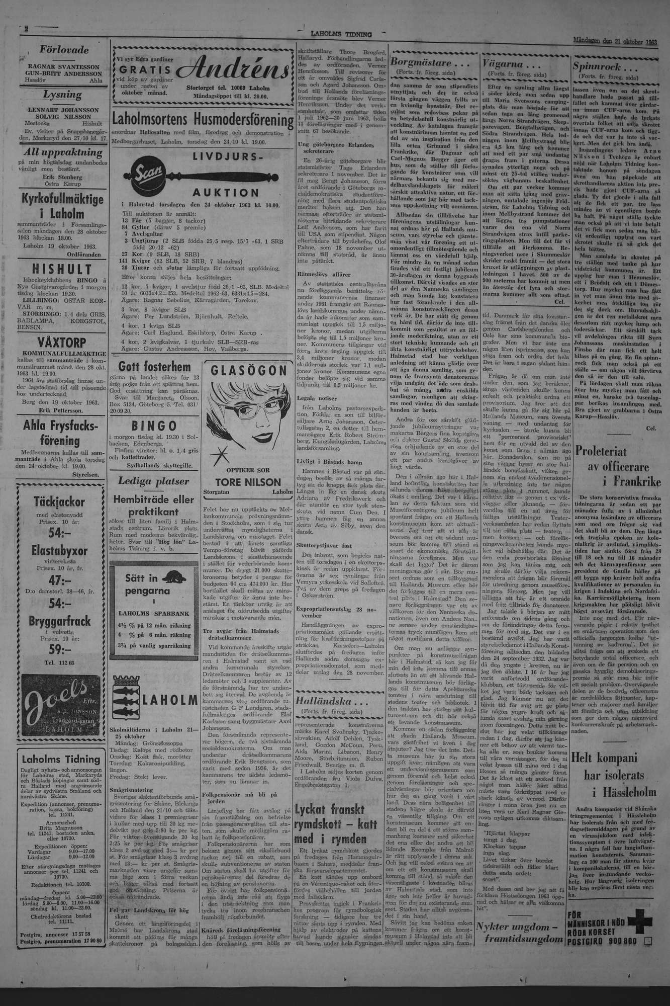 Laholms Tidning Måndag 21 oktober 1963, sida 2