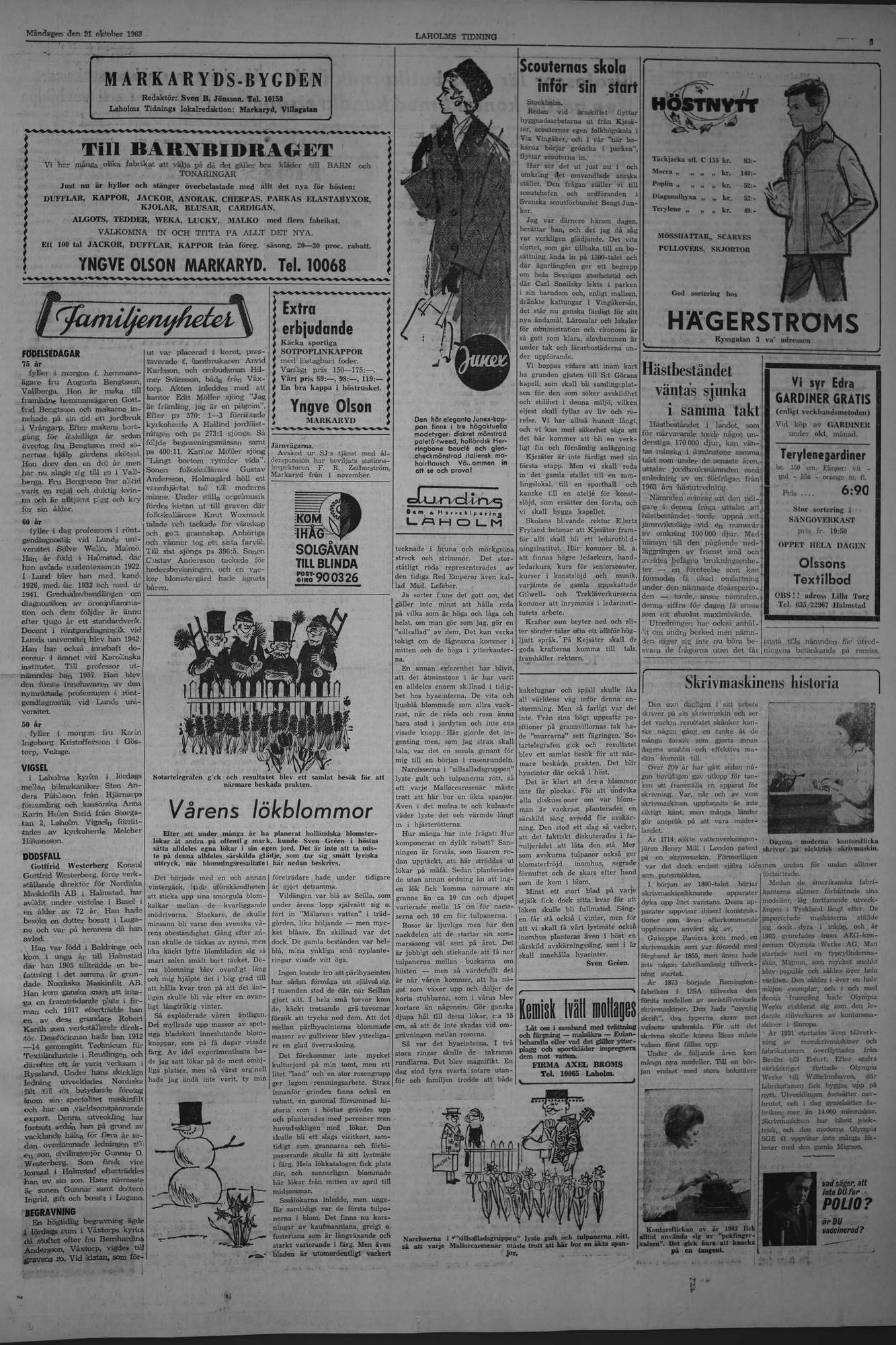 Laholms Tidning Måndag 21 oktober 1963, sida 3