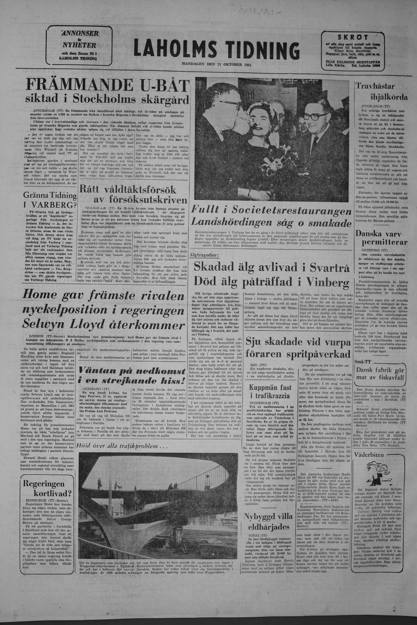 Laholms Tidning Måndag 21 oktober 1963, sida 8