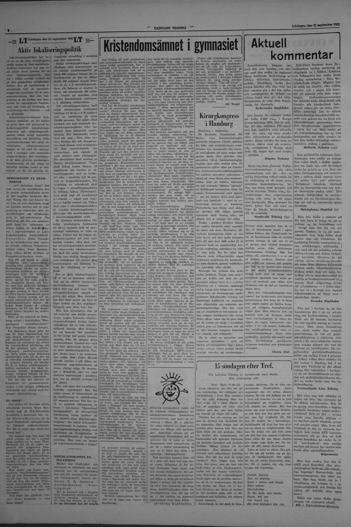 Laholms Tidning Lördag 21 september 1963, sida 4