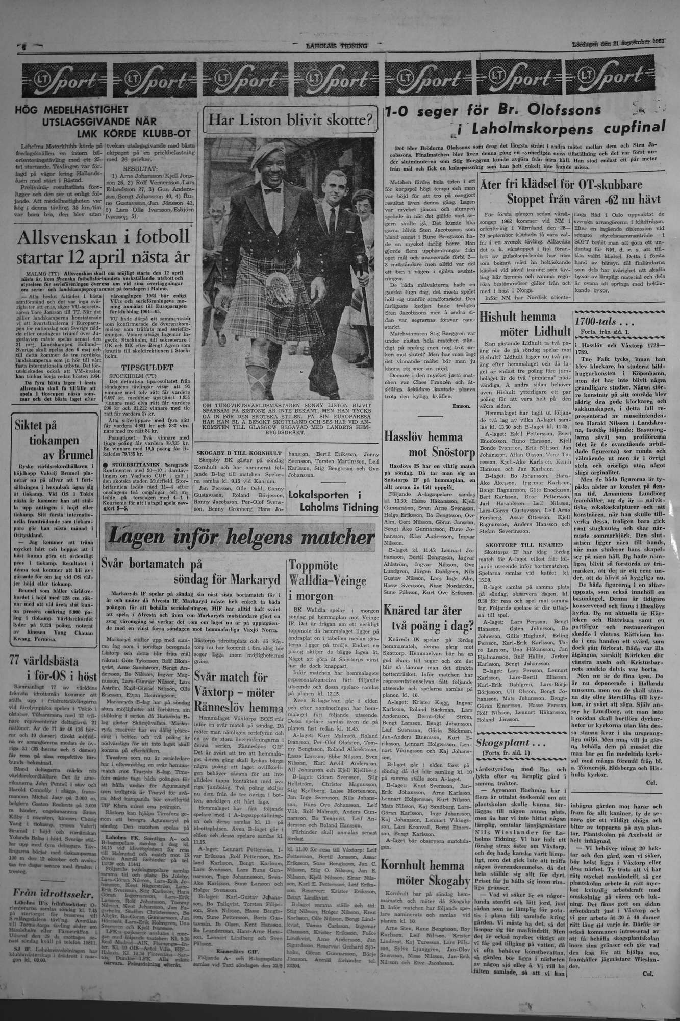 Laholms Tidning Lördag 21 september 1963, sida 6
