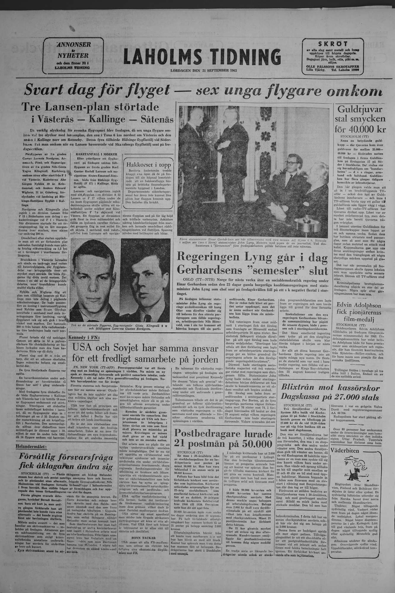 Laholms Tidning Lördag 21 september 1963, sida 8