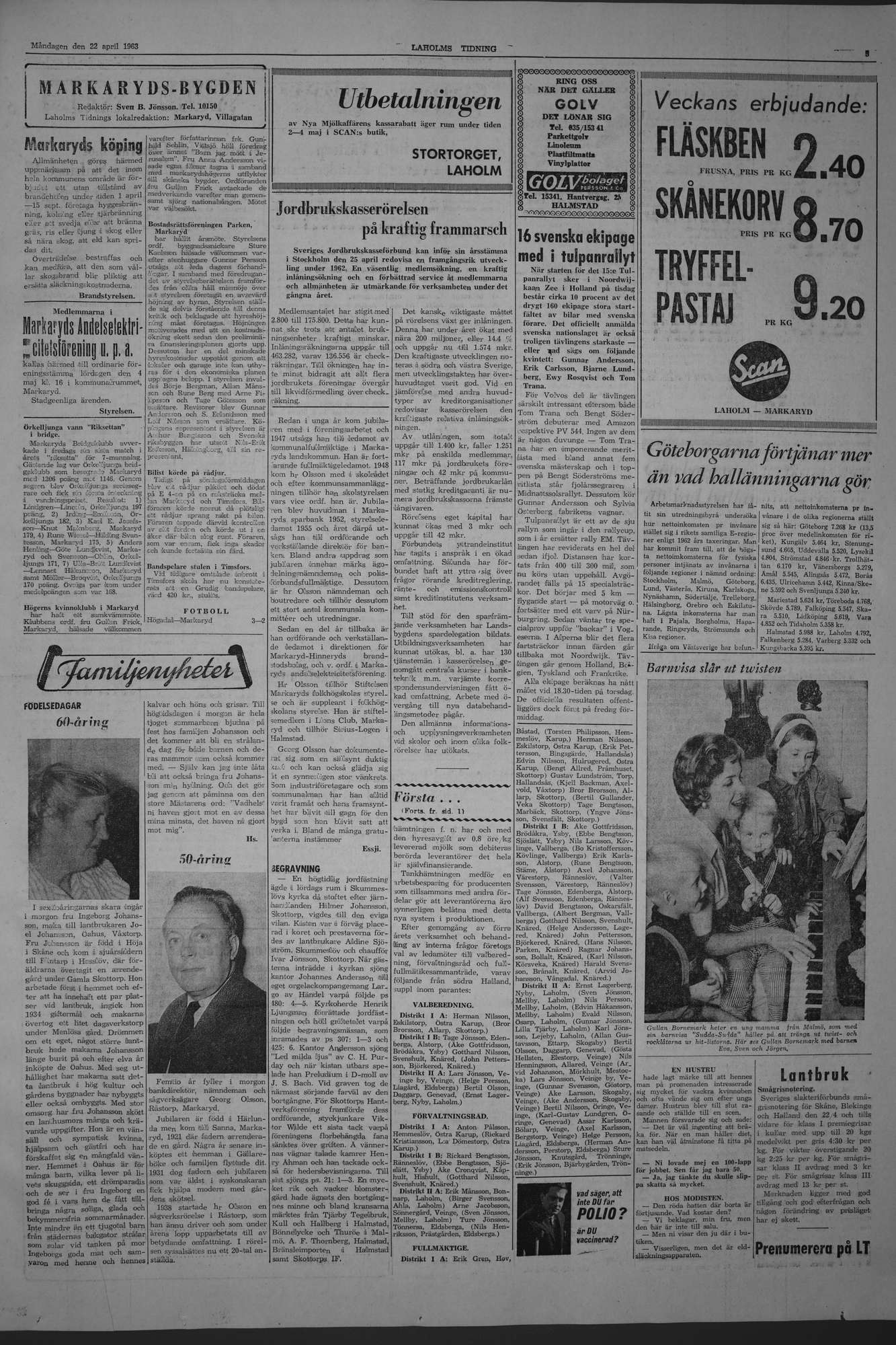 Laholms Tidning Måndag 22 april 1963, sida 3