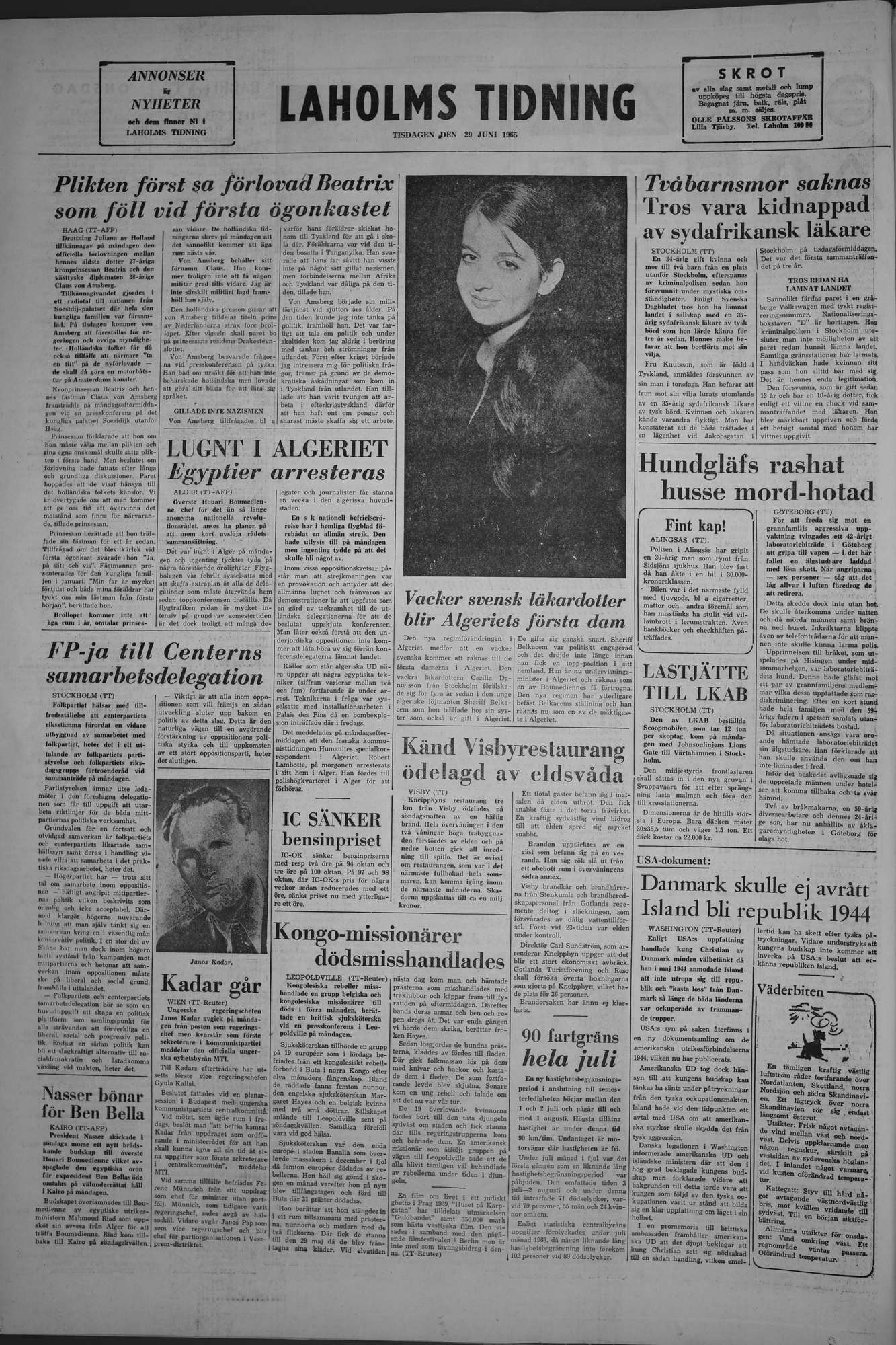 Laholms Tidning Tisdag 29 juni 1965, sida 8