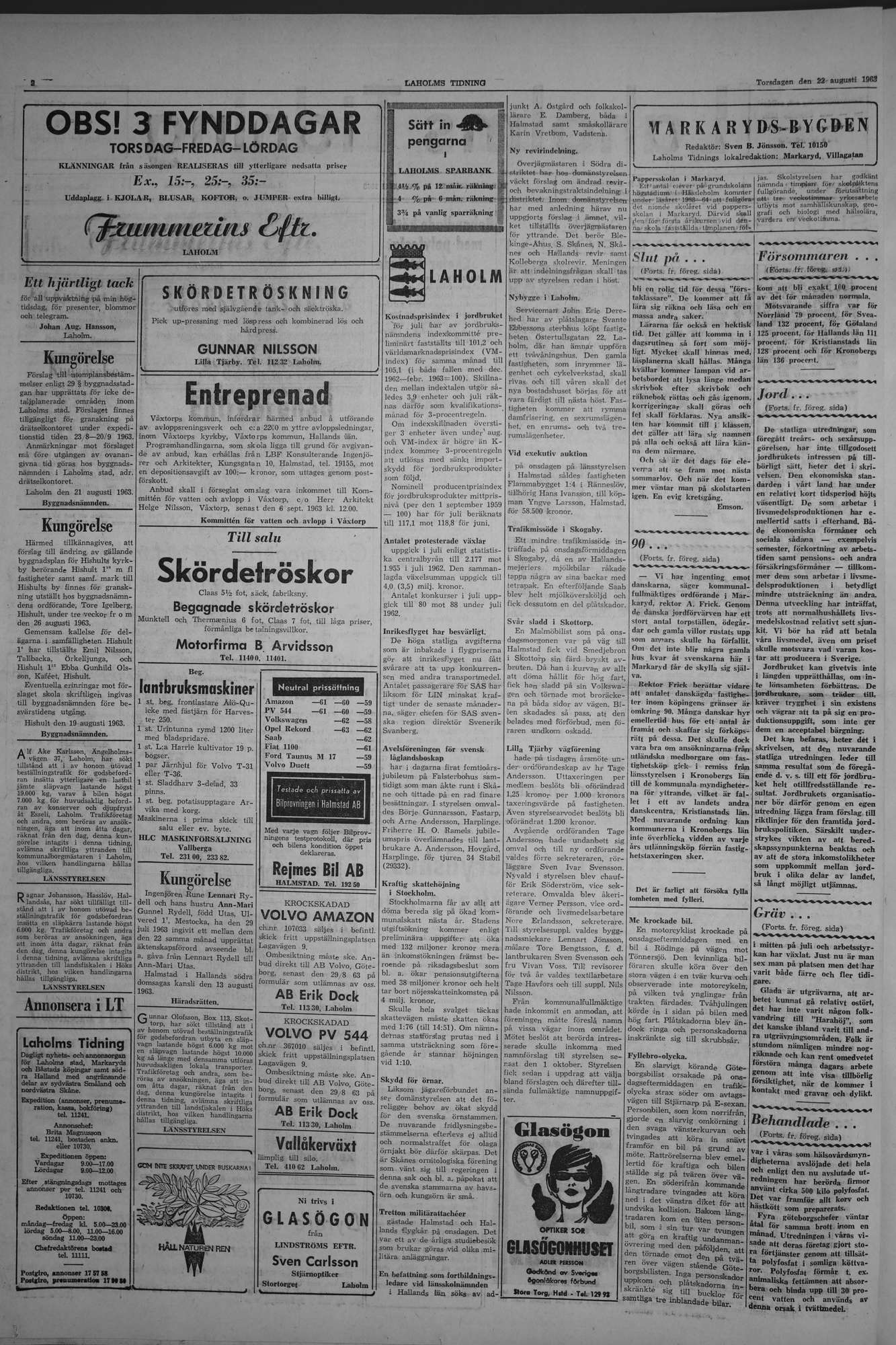 Laholms Tidning Torsdag 22 augusti 1963, sida 2