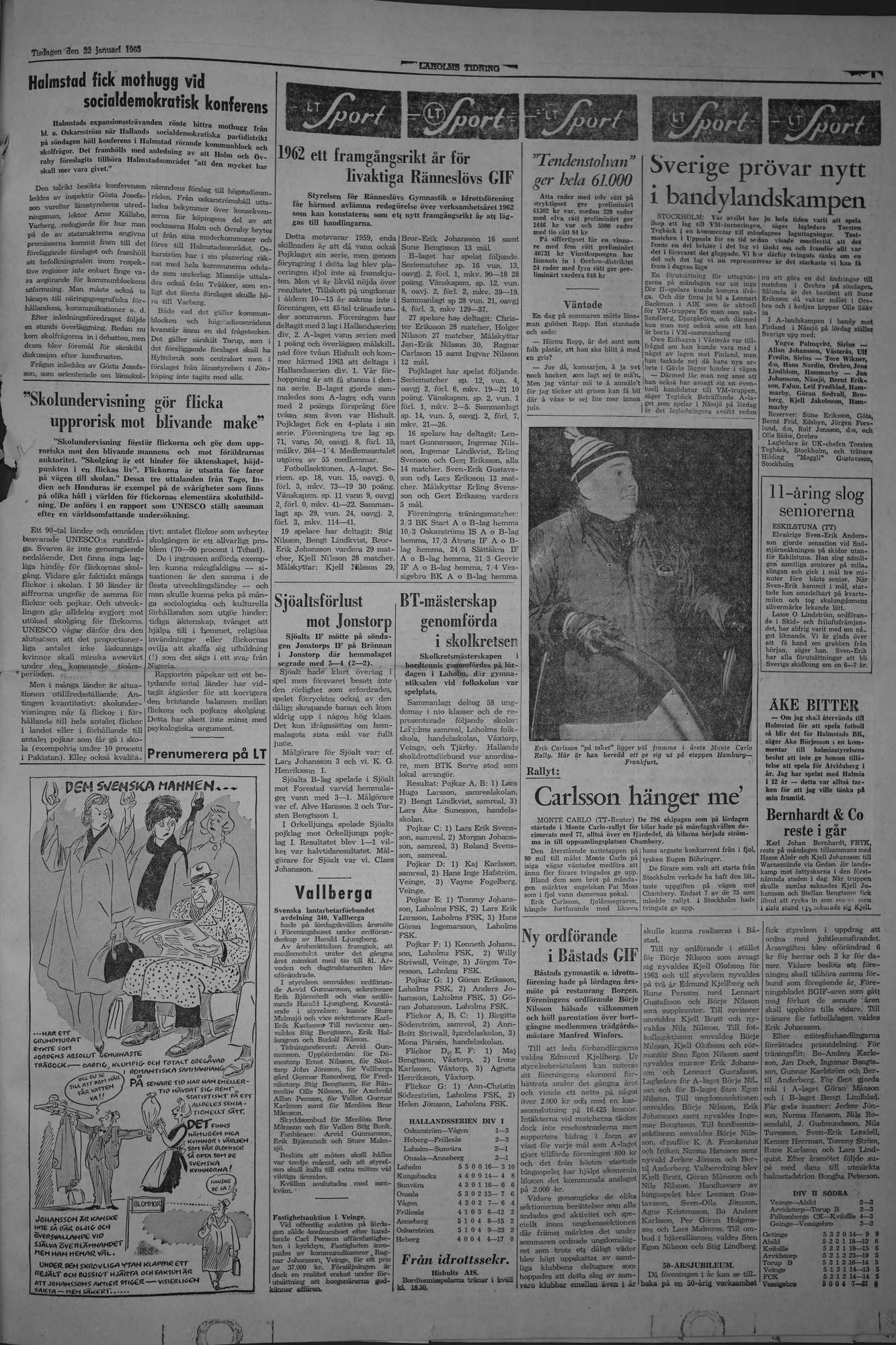 Laholms Tidning Tisdag 22 januari 1963, sida 5