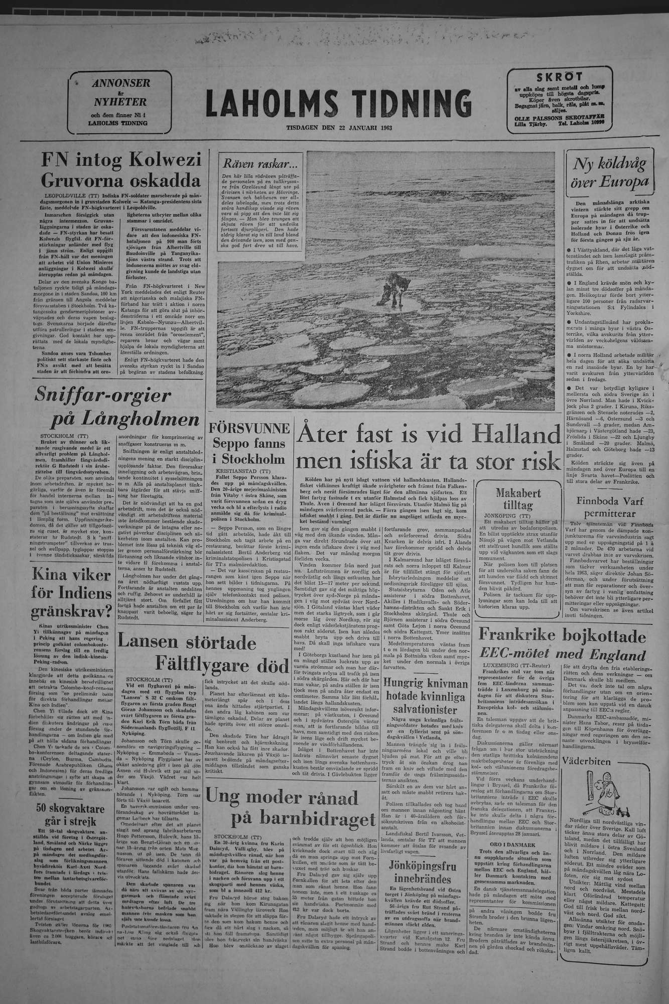 Laholms Tidning Tisdag 22 januari 1963, sida 8