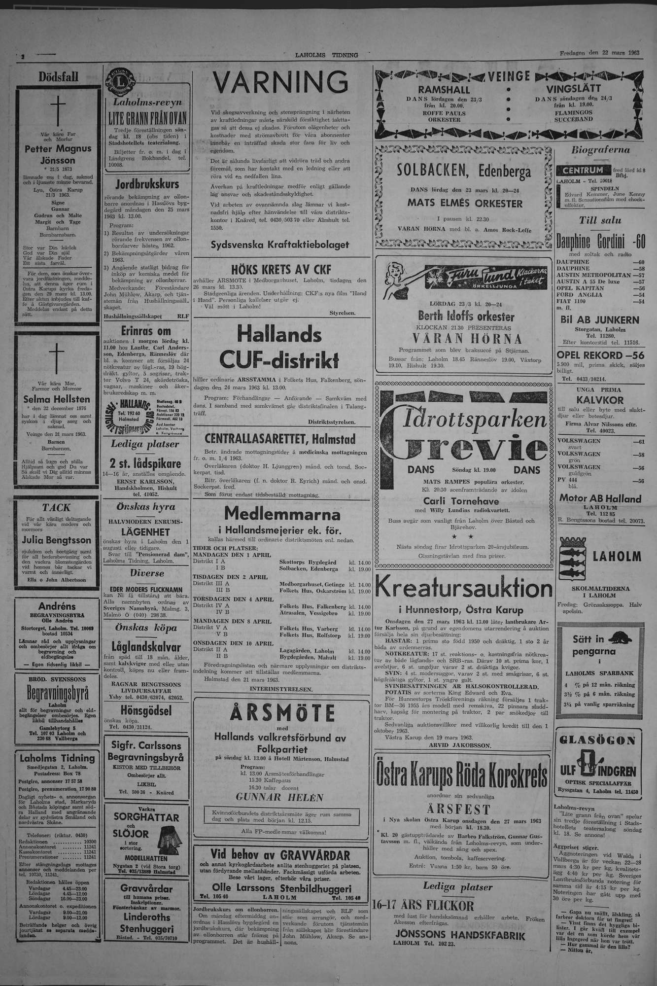 Laholms Tidning Fredag 22 mars 1963, sida 2