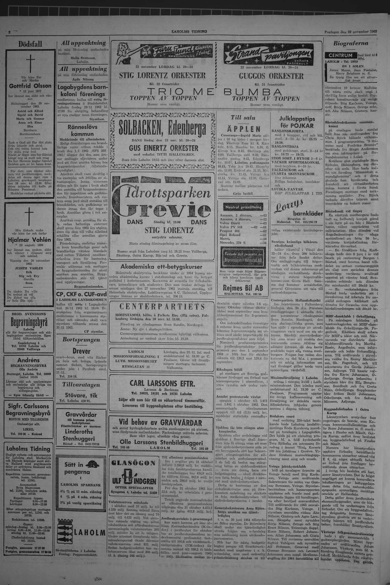 Laholms Tidning Fredag 22 november 1963, sida 2
