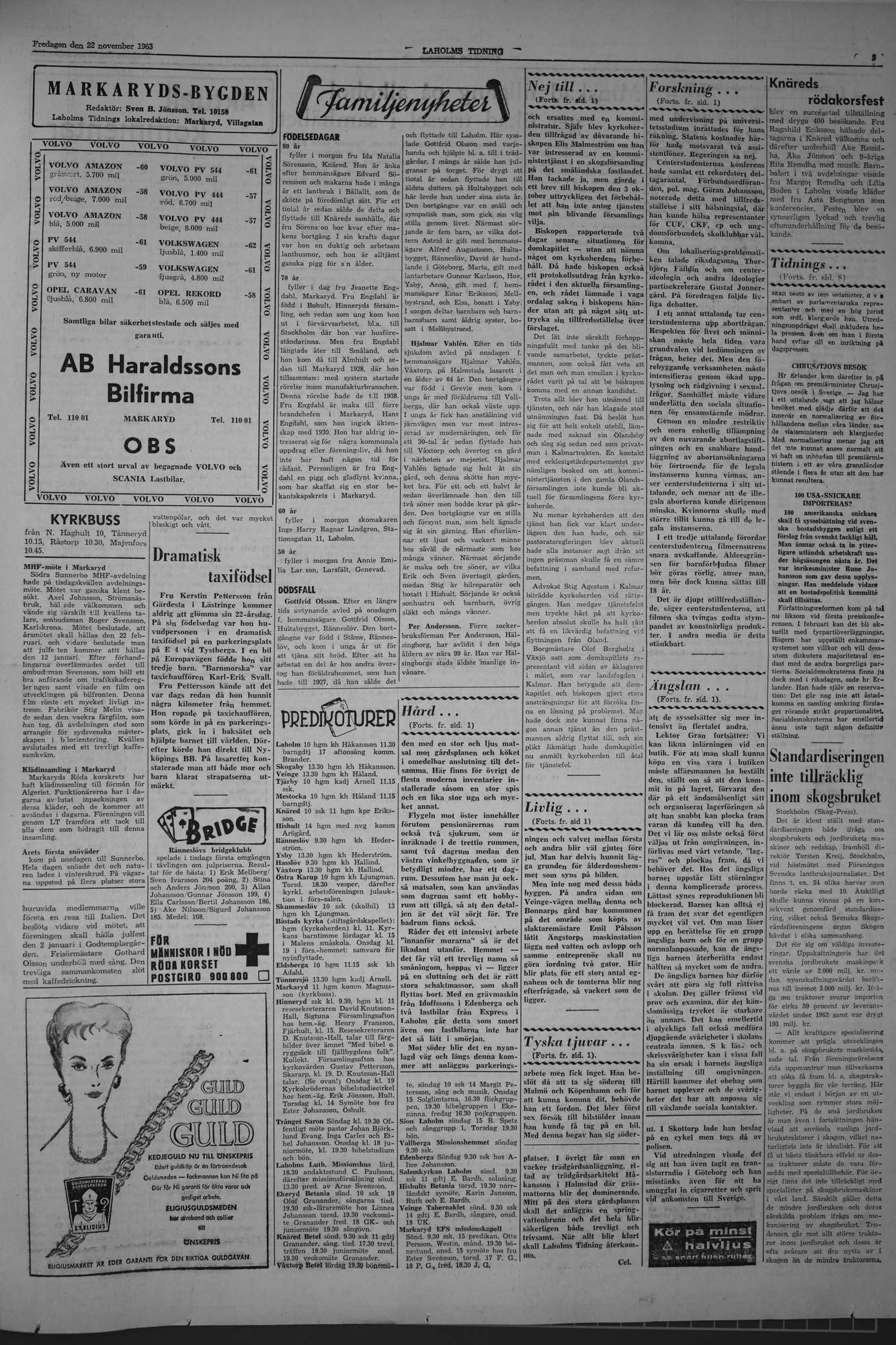 Laholms Tidning Fredag 22 november 1963, sida 3