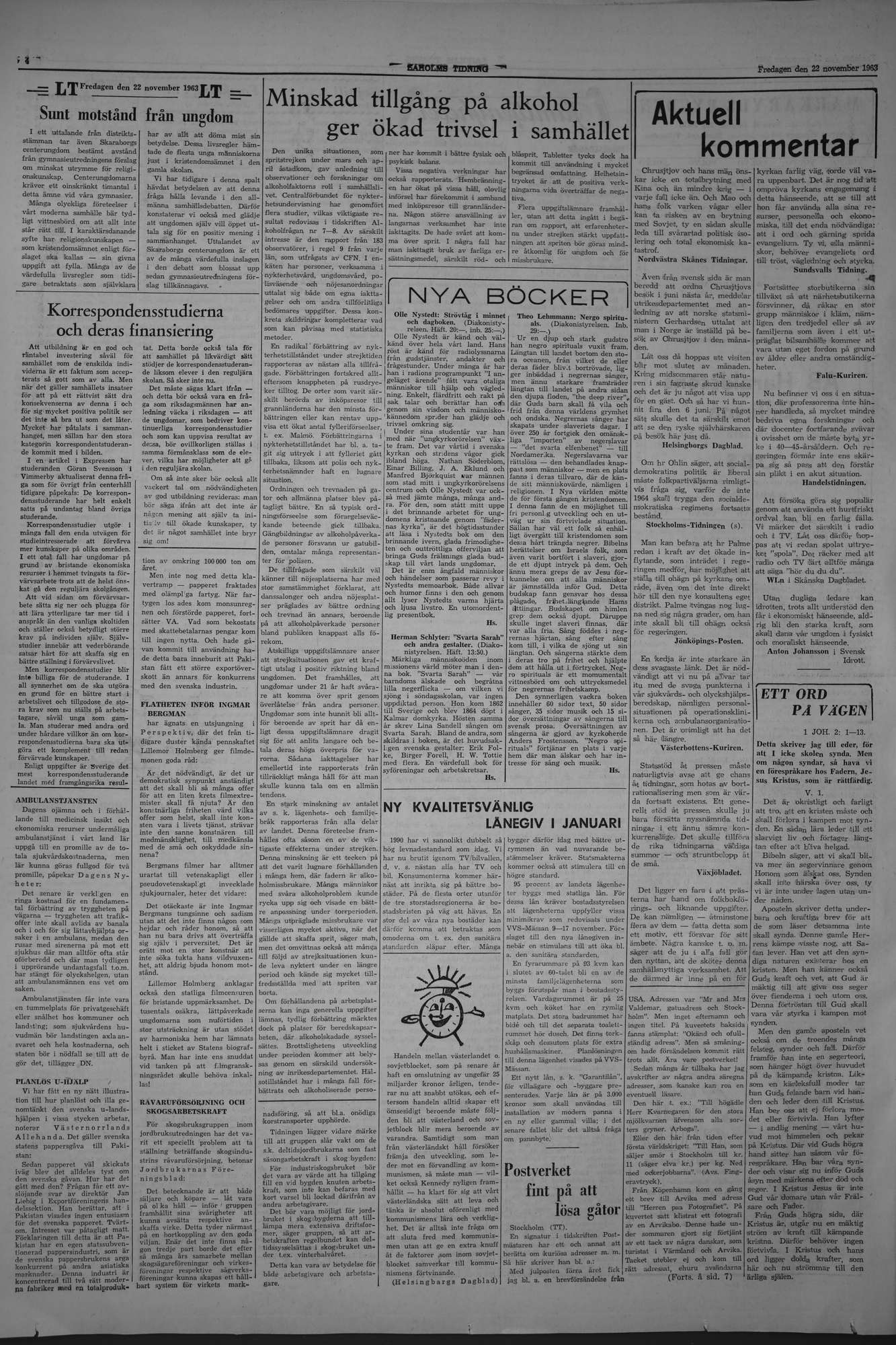 Laholms Tidning Fredag 22 november 1963, sida 4