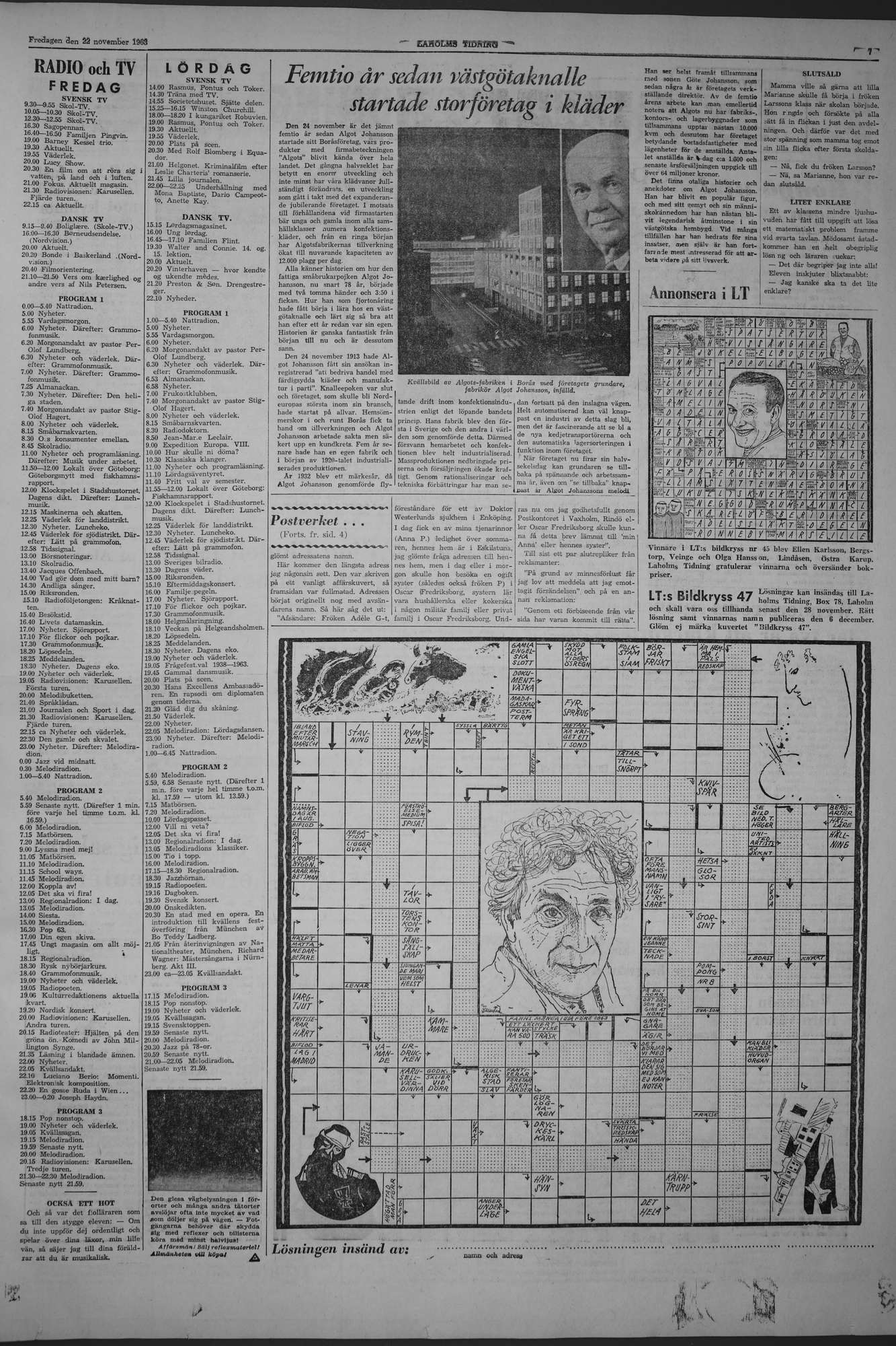 Laholms Tidning Fredag 22 november 1963, sida 7