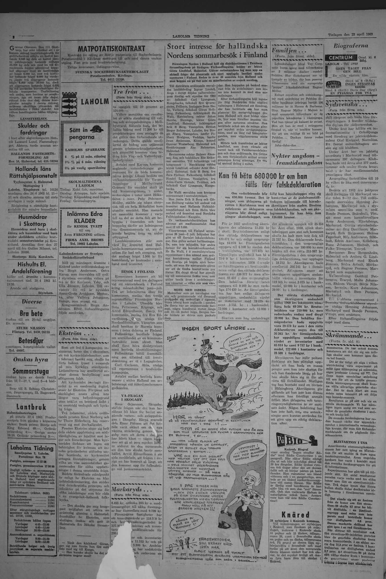 Laholms Tidning Tisdag 23 april 1963, sida 2