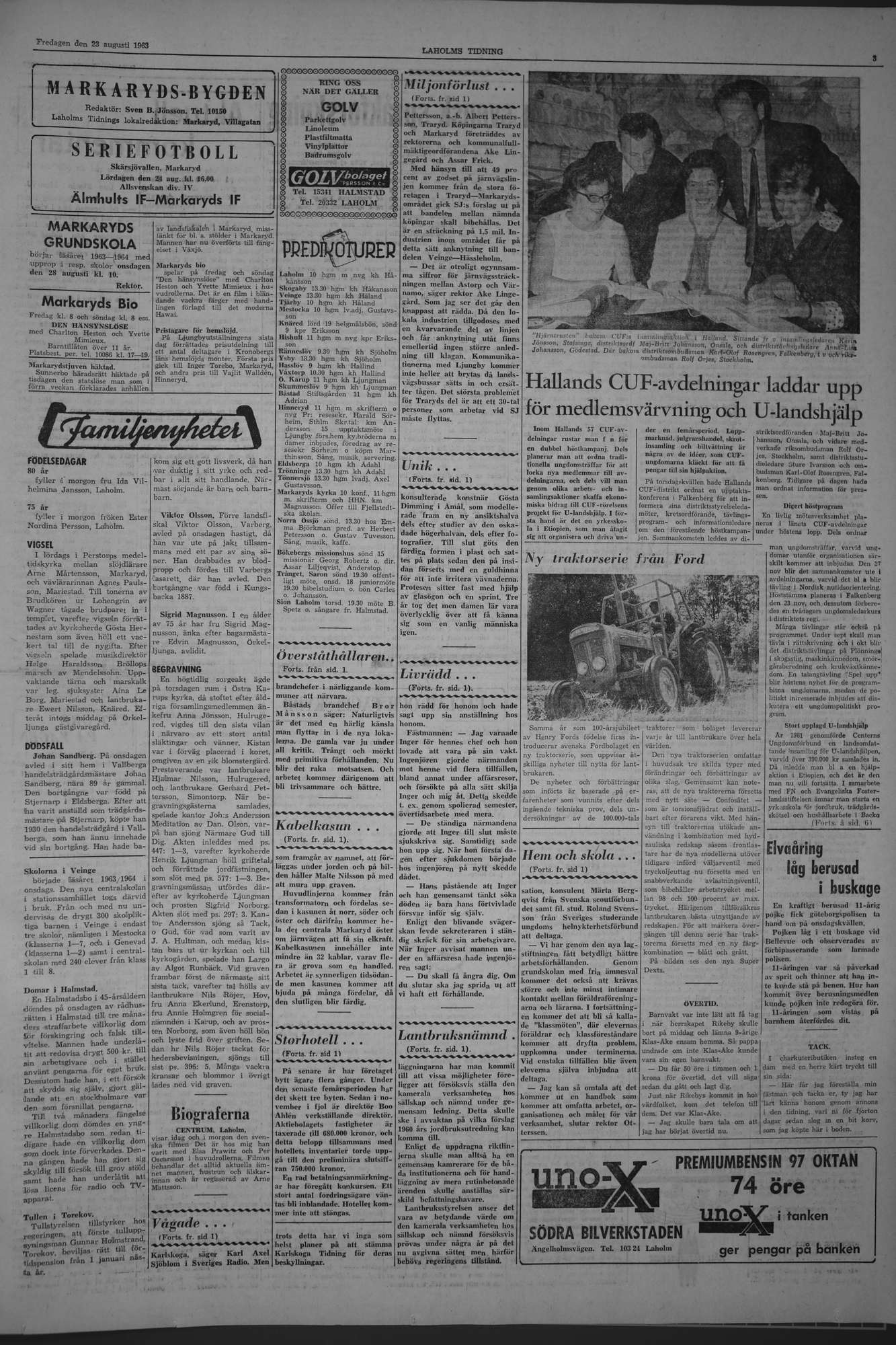 Laholms Tidning Fredag 23 augusti 1963, sida 3