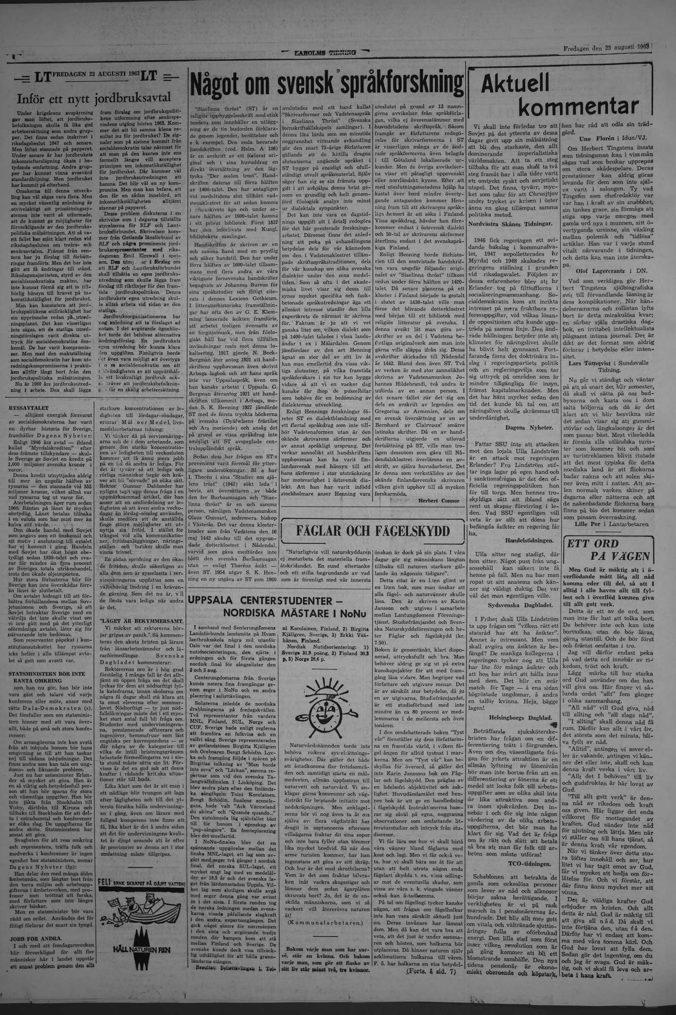 Laholms Tidning Fredag 23 augusti 1963, sida 4
