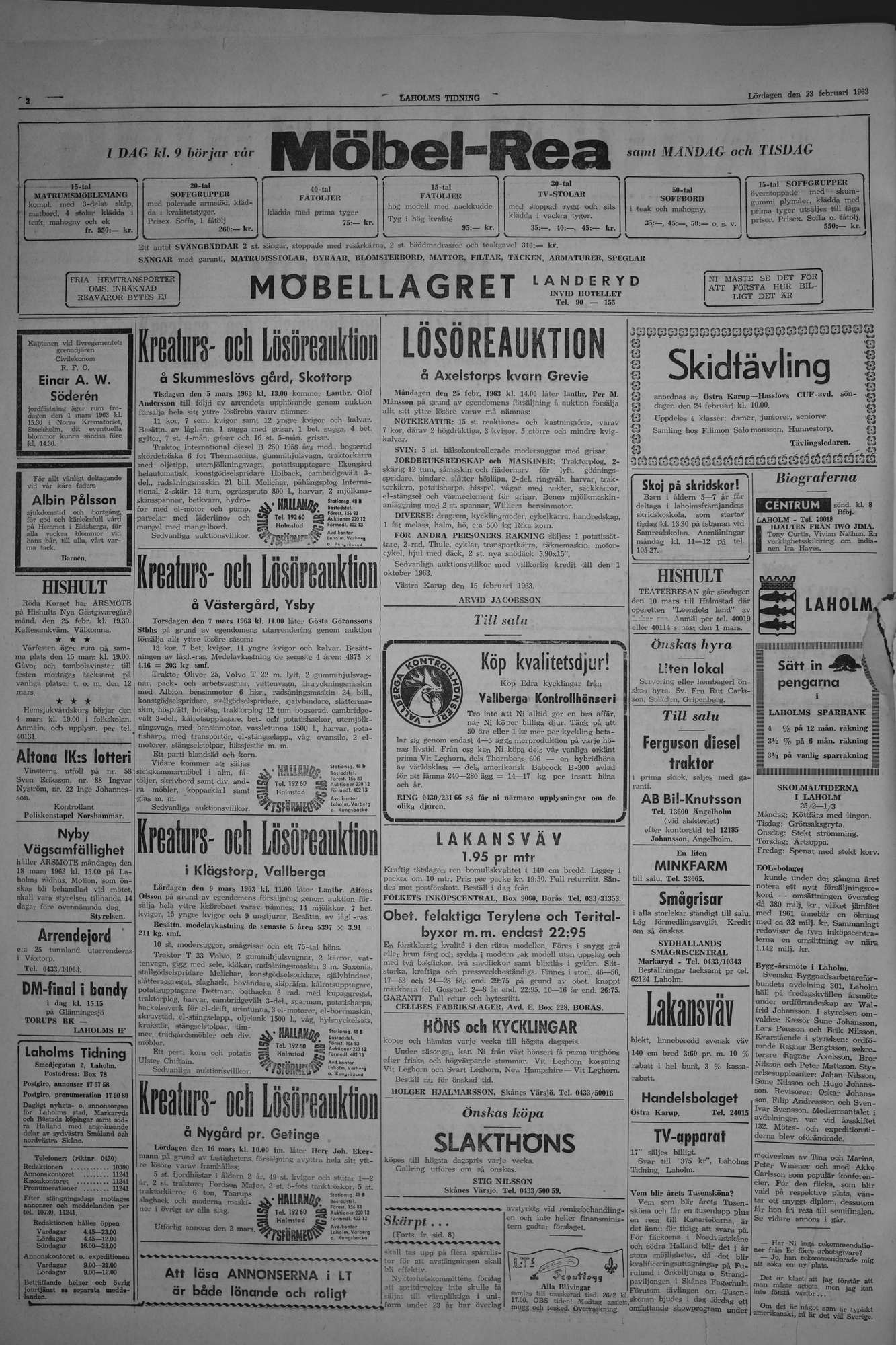 Laholms Tidning Lördag 23 februari 1963, sida 2