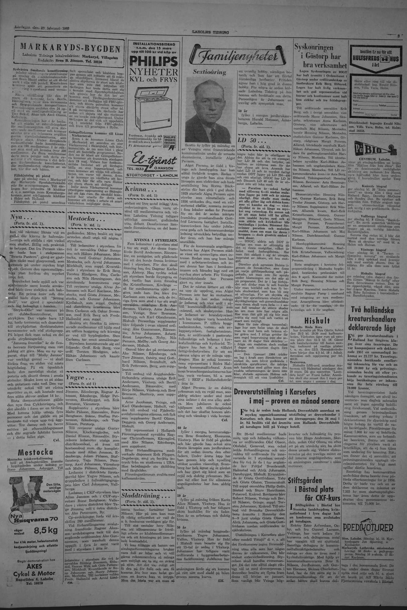 Laholms Tidning Lördag 23 februari 1963, sida 3