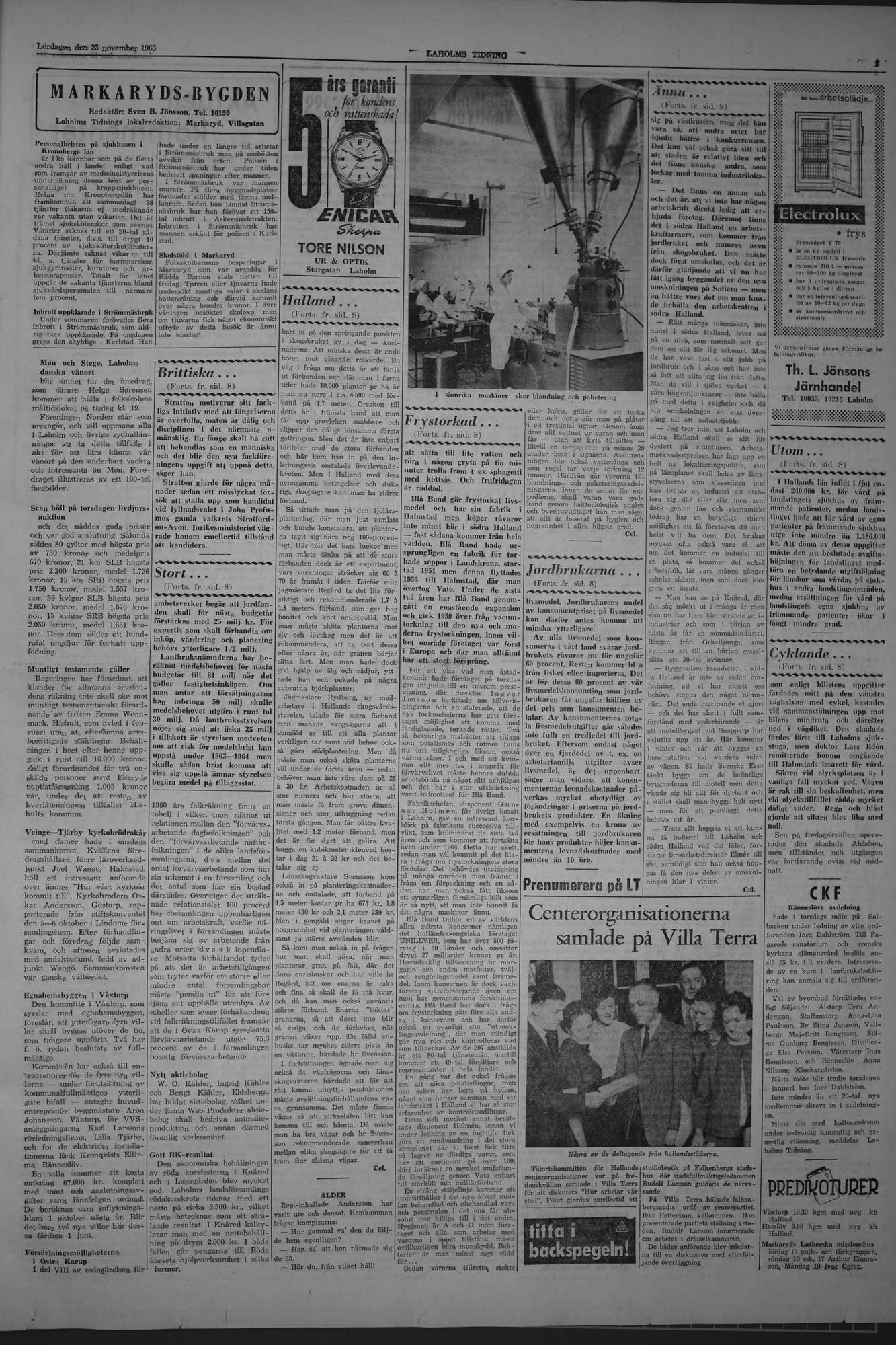 Laholms Tidning Lördag 23 november 1963, sida 3