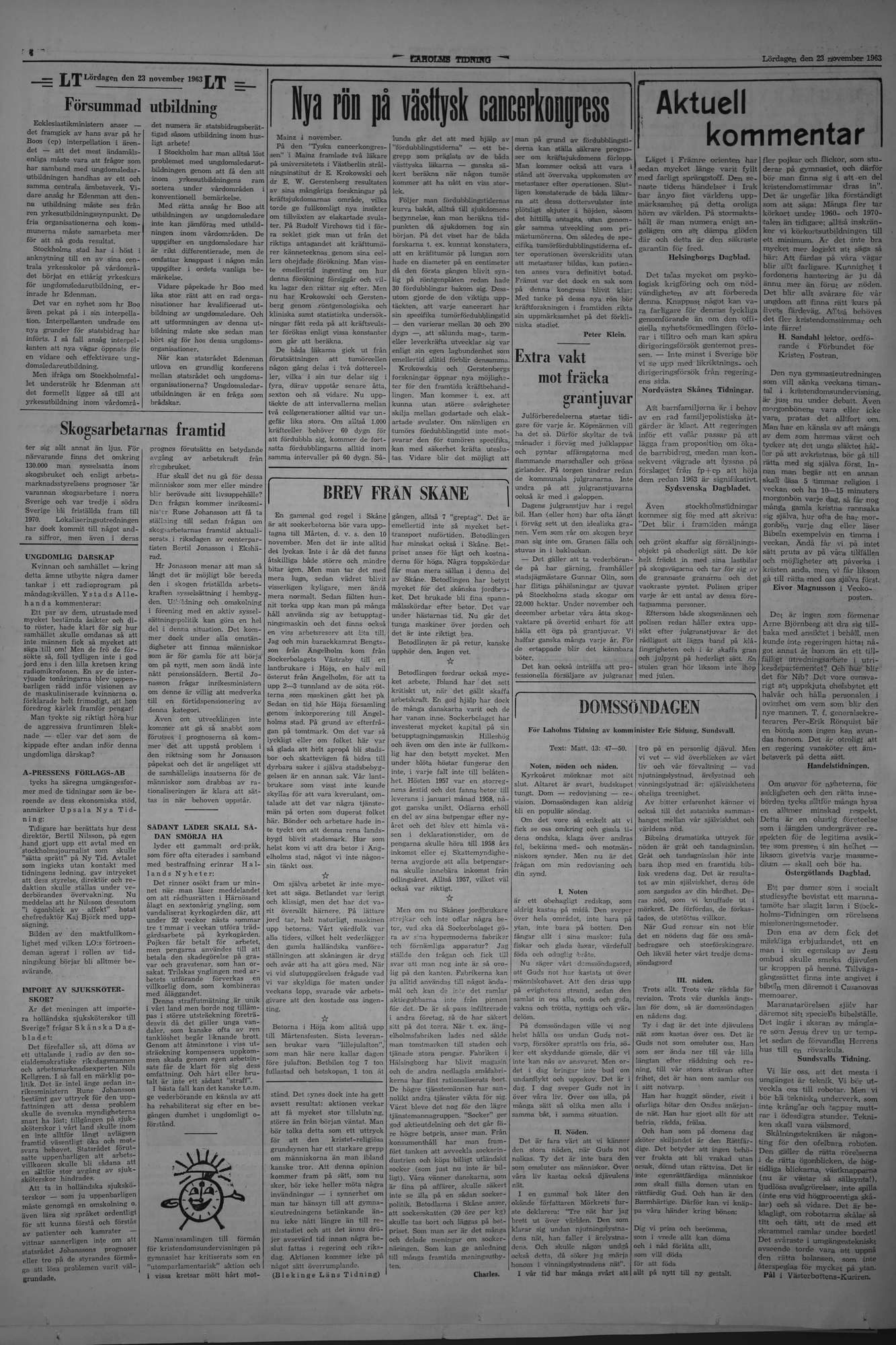 Laholms Tidning Lördag 23 november 1963, sida 4