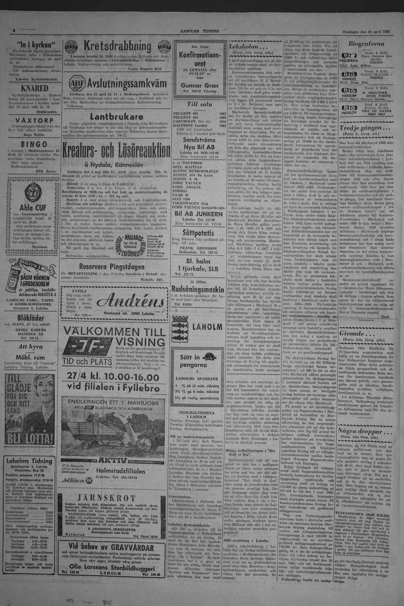 Laholms Tidning Onsdag 24 april 1963, sida 2