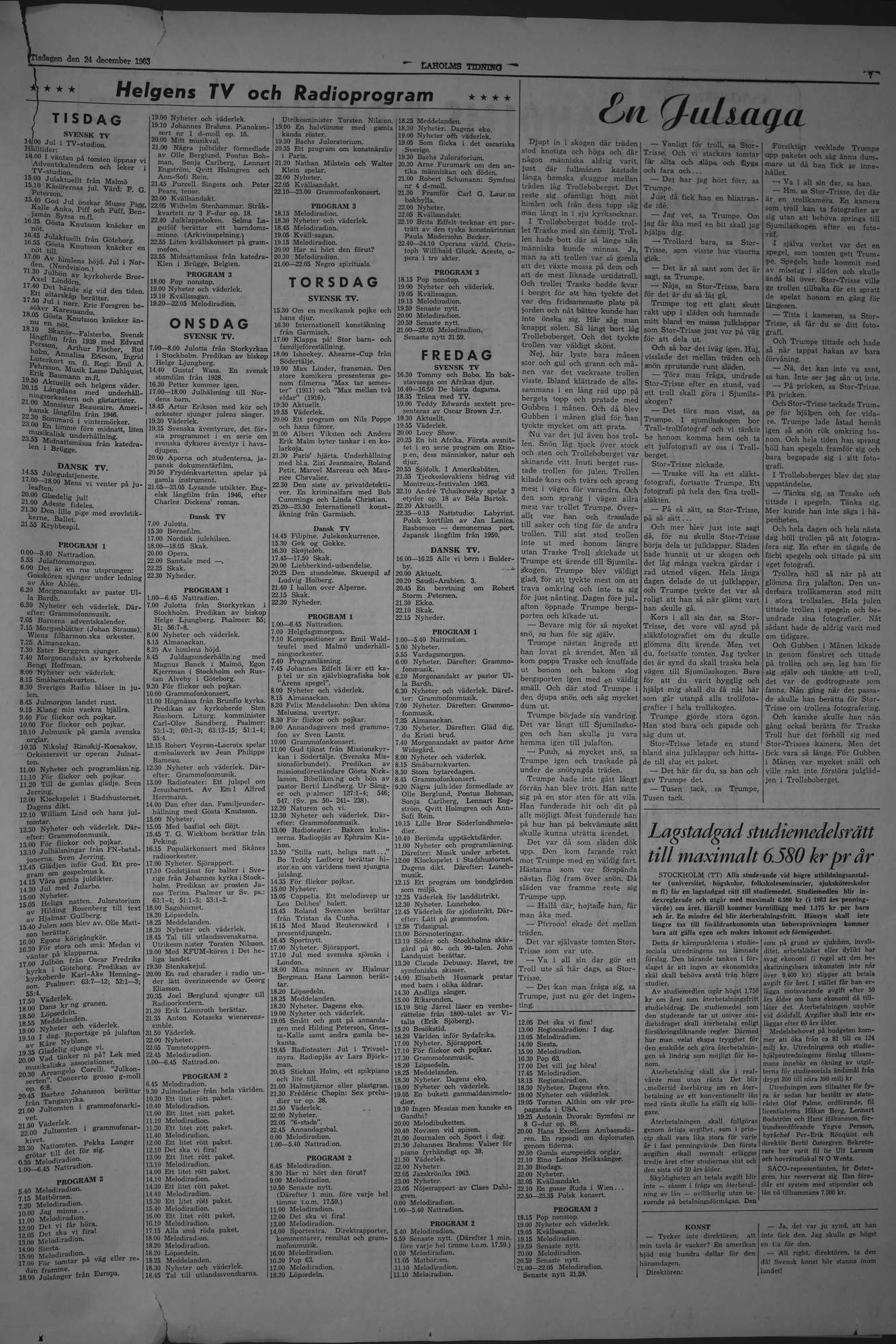 Laholms Tidning Tisdag 24 december 1963, sida 7