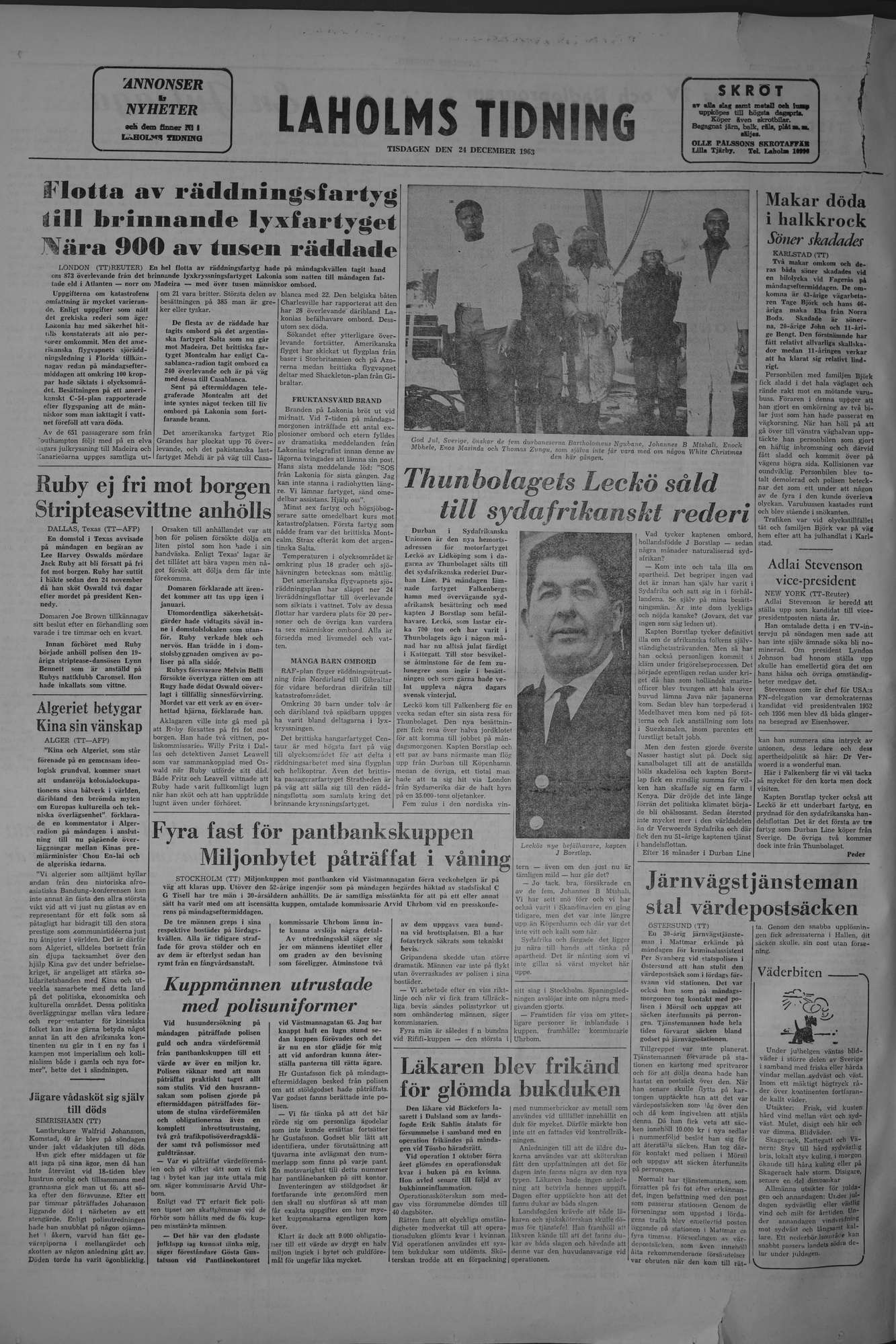 Laholms Tidning Tisdag 24 december 1963, sida 8