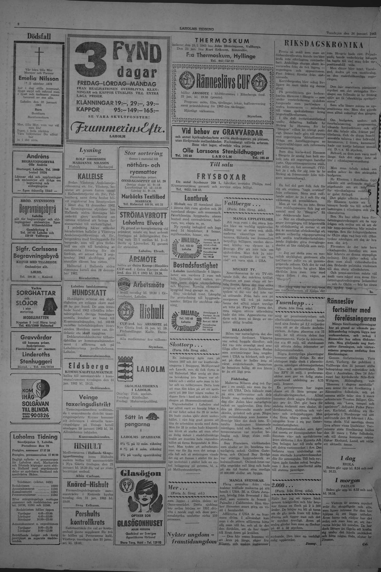 Laholms Tidning Torsdag 24 januari 1963, sida 2