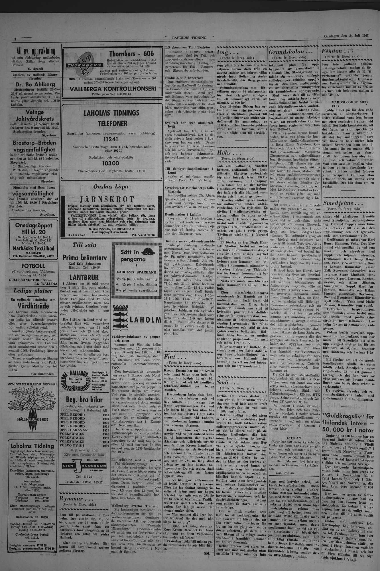 Laholms Tidning Onsdag 24 juli 1963, sida 2