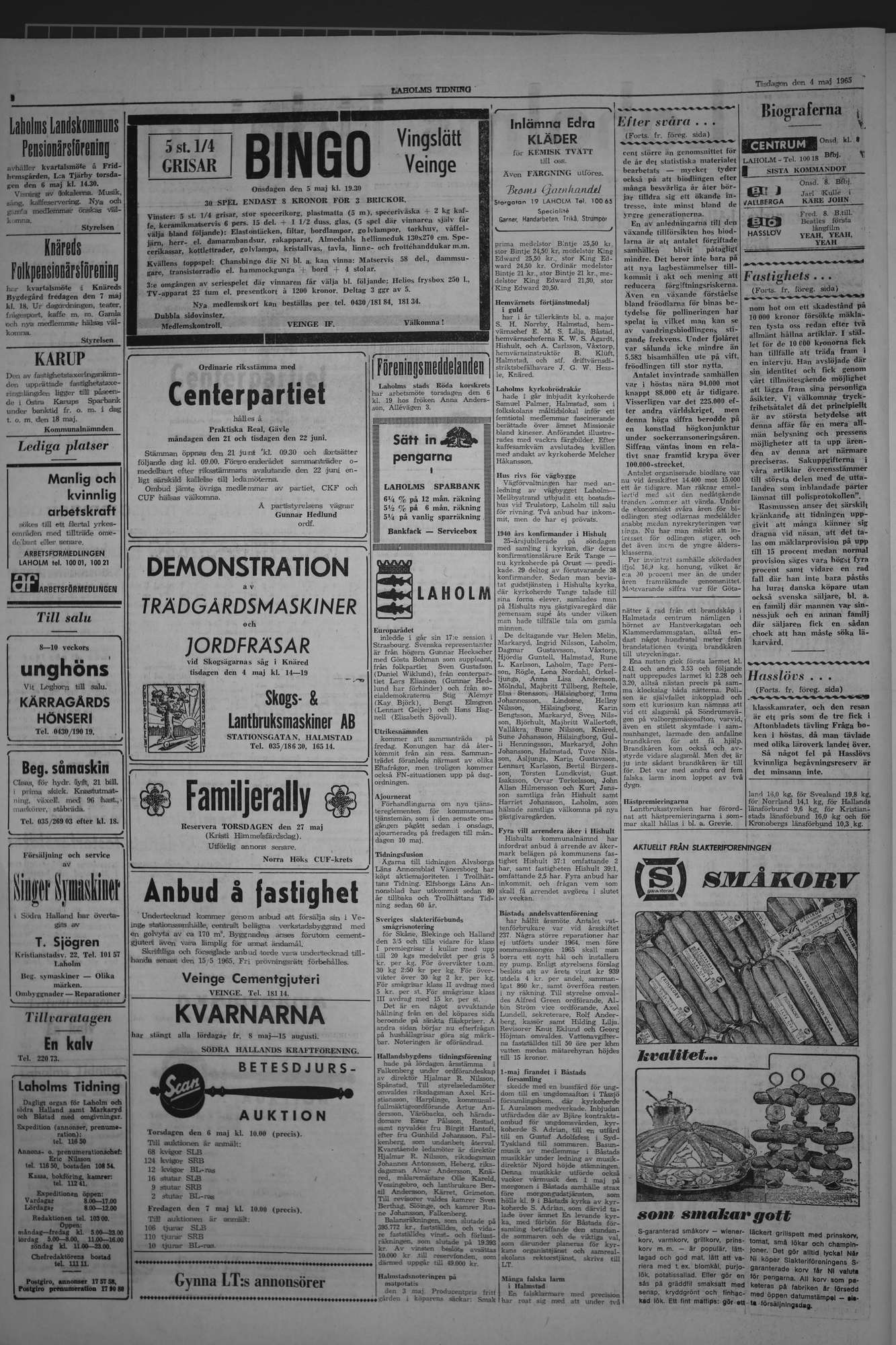 Laholms Tidning Tisdag 4 maj 1965, sida 2