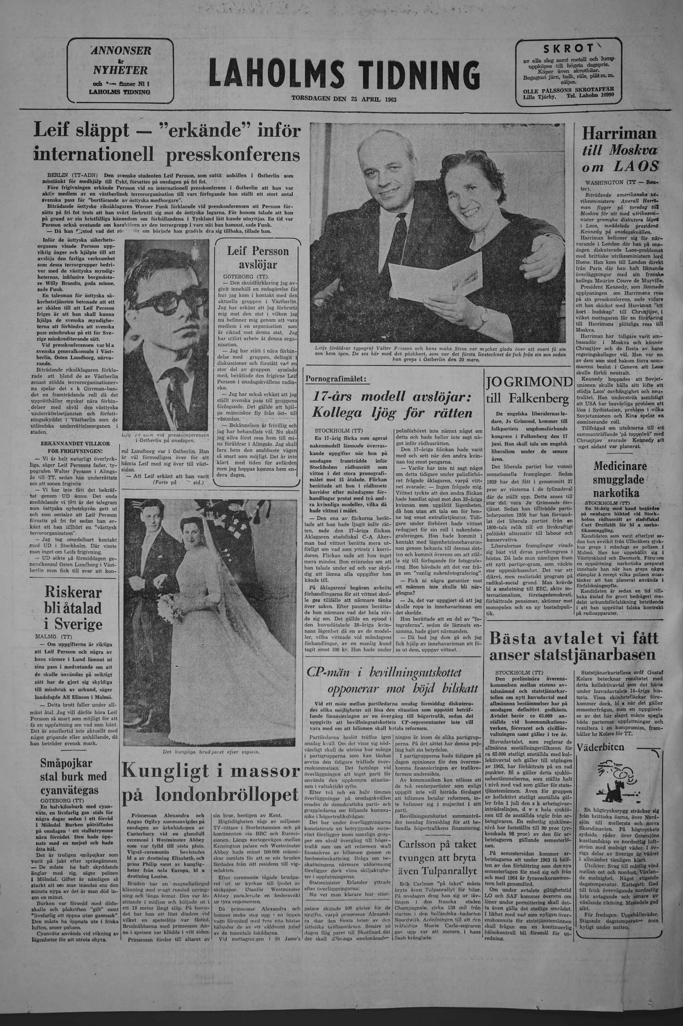 Laholms Tidning Torsdag 25 april 1963, sida 8