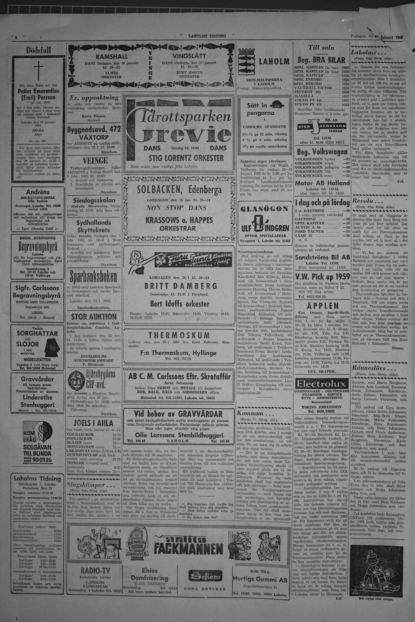Laholms Tidning Fredag 25 januari 1963, sida 2