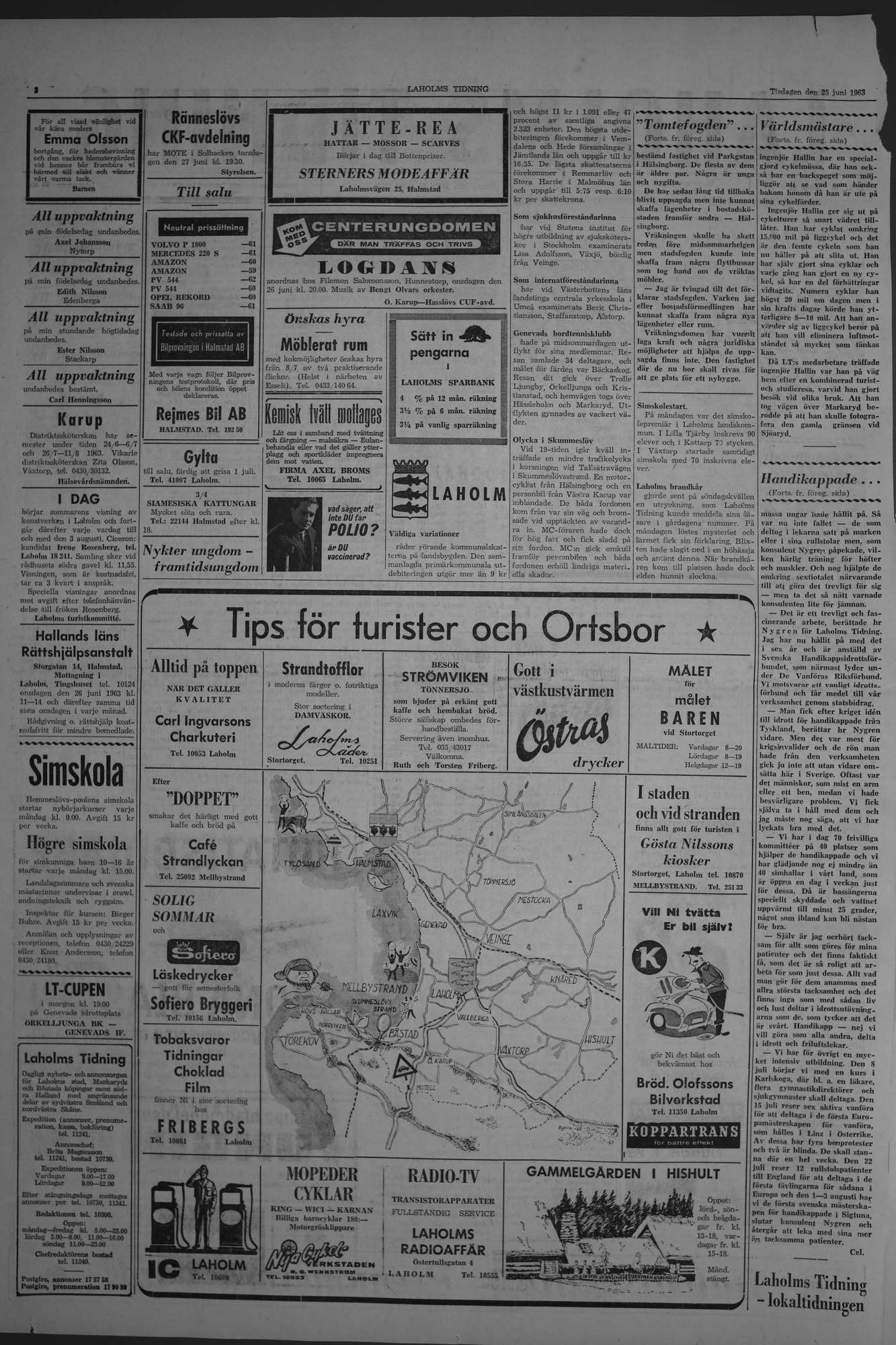 Laholms Tidning Tisdag 25 juni 1963, sida 2