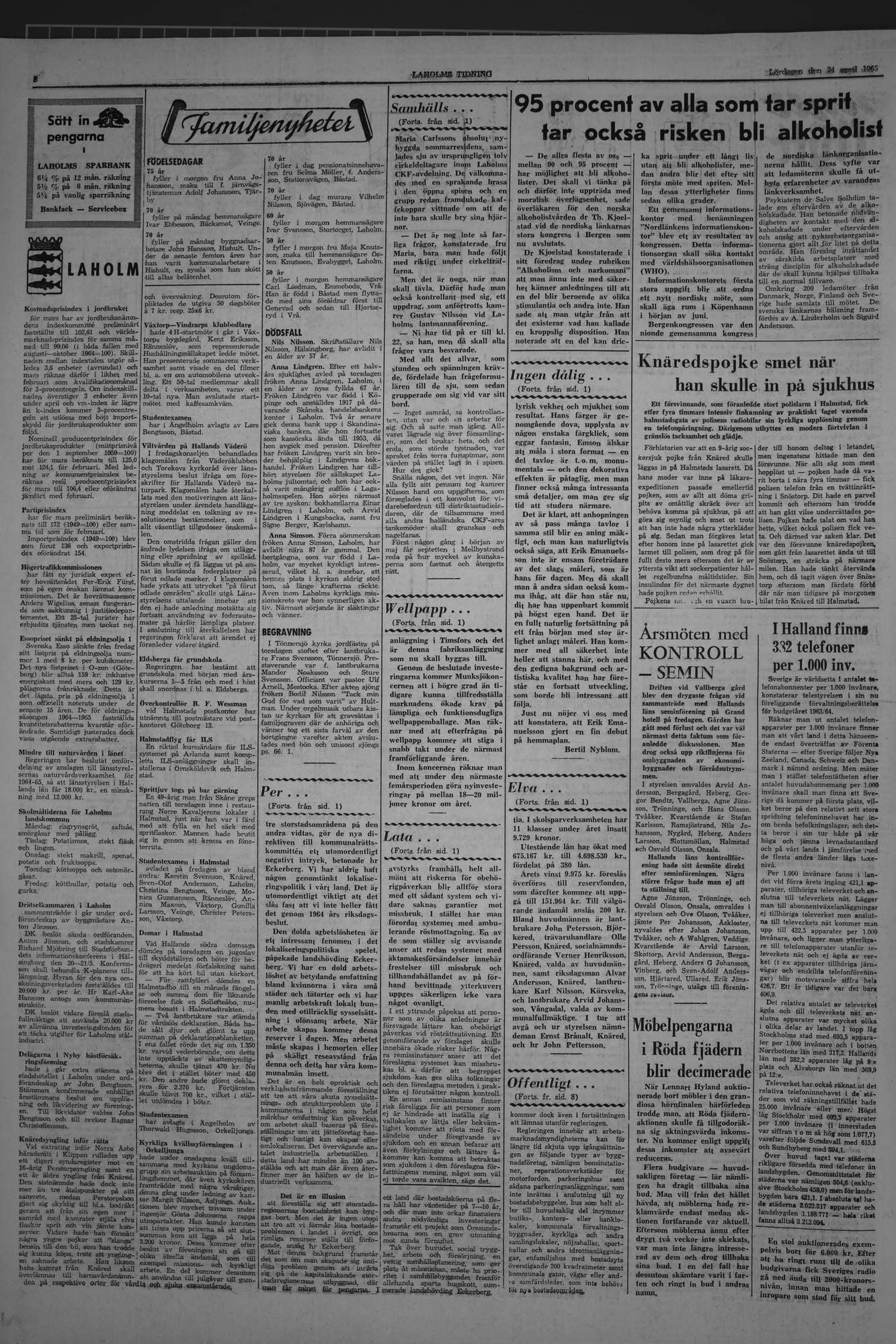 Laholms Tidning Lördag 24 april 1965, sida 6