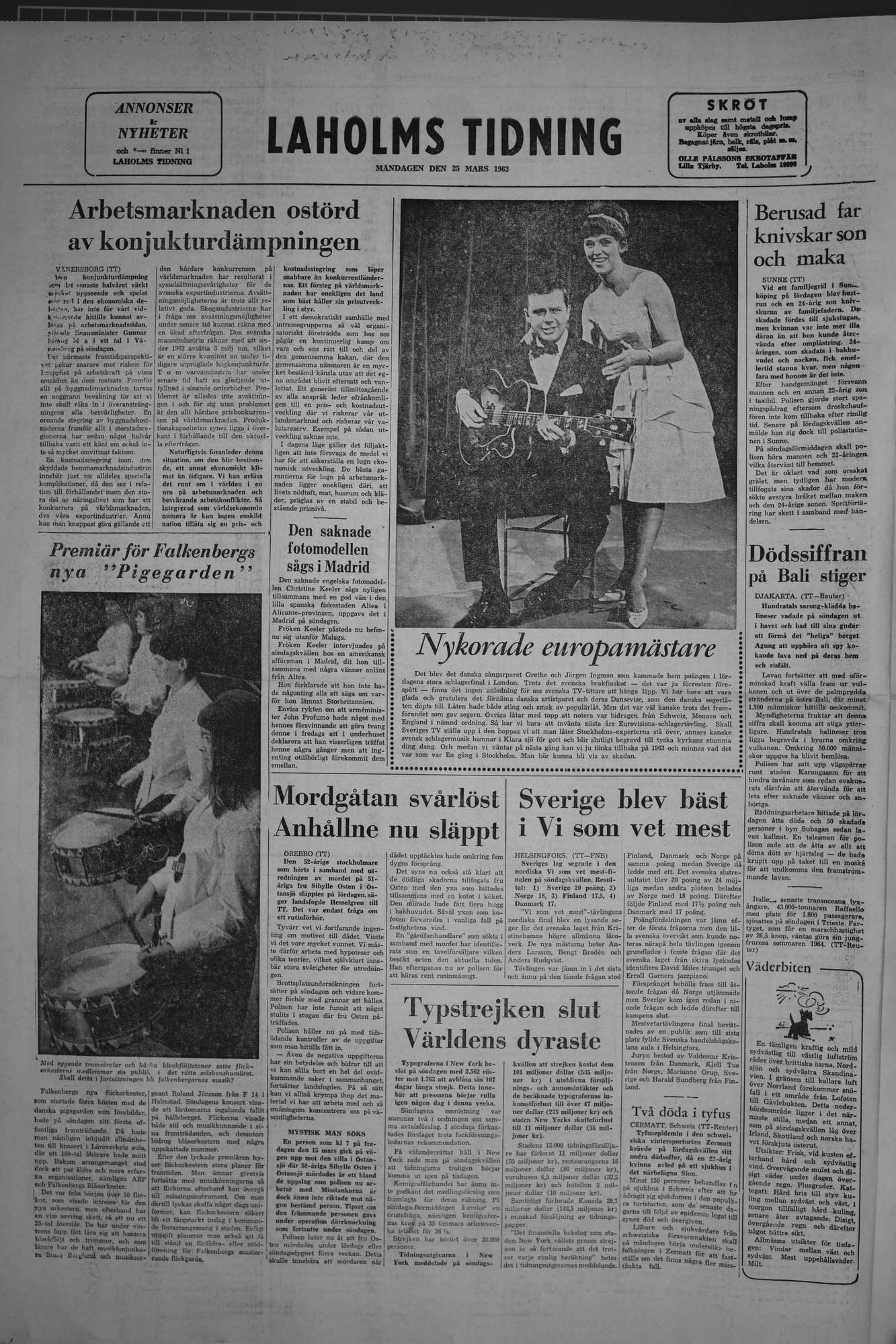 Laholms Tidning Måndag 25 mars 1963, sida 8