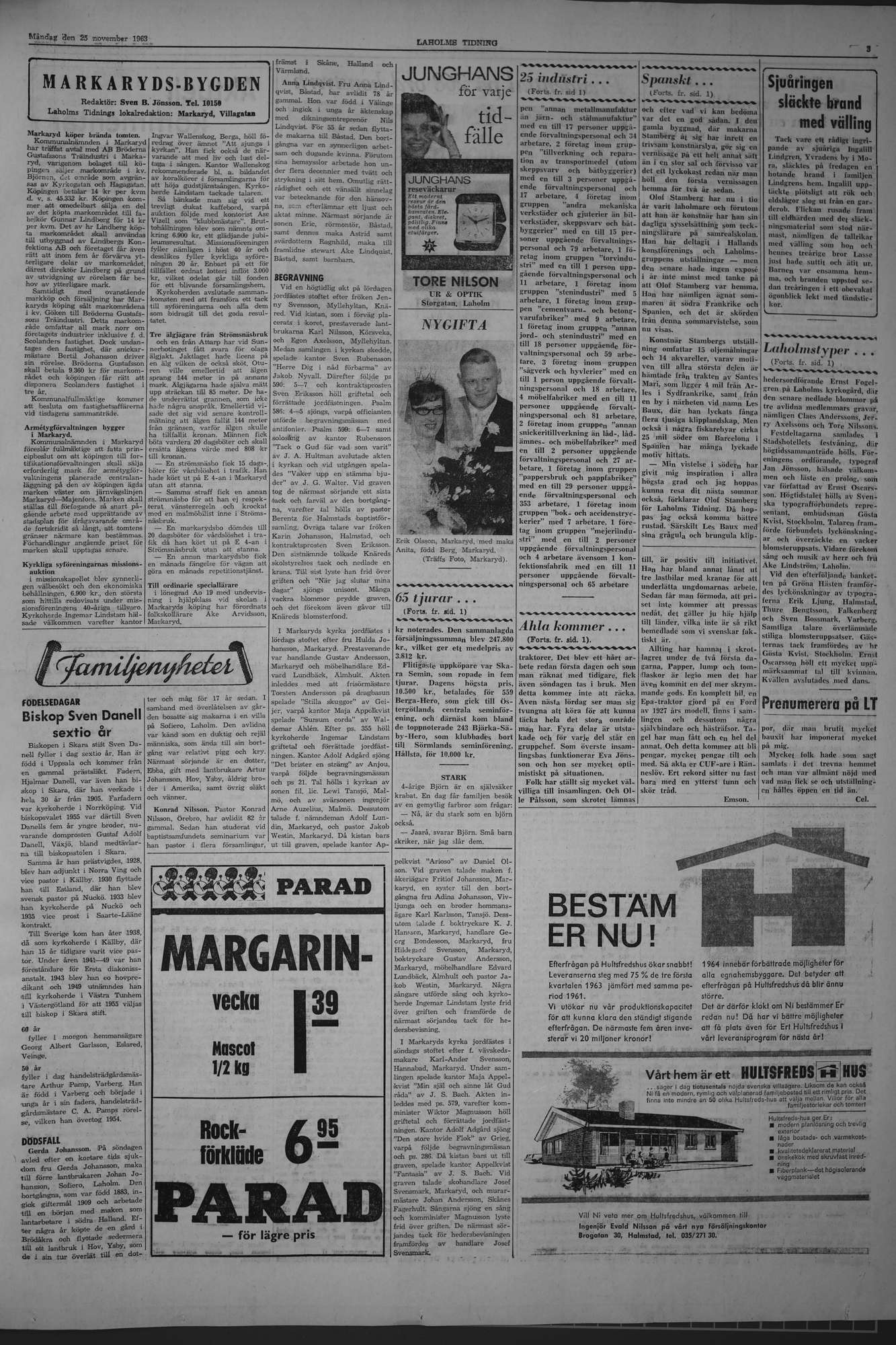 Laholms Tidning Måndag 25 november 1963, sida 3