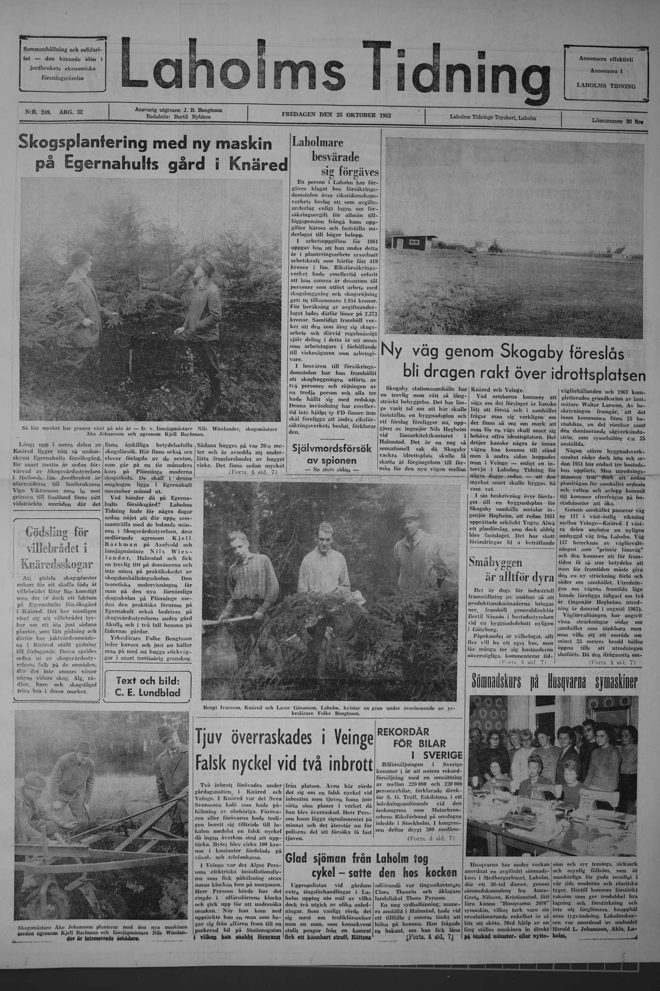 Laholms Tidning Fredag 25 oktober 1963, sida 1