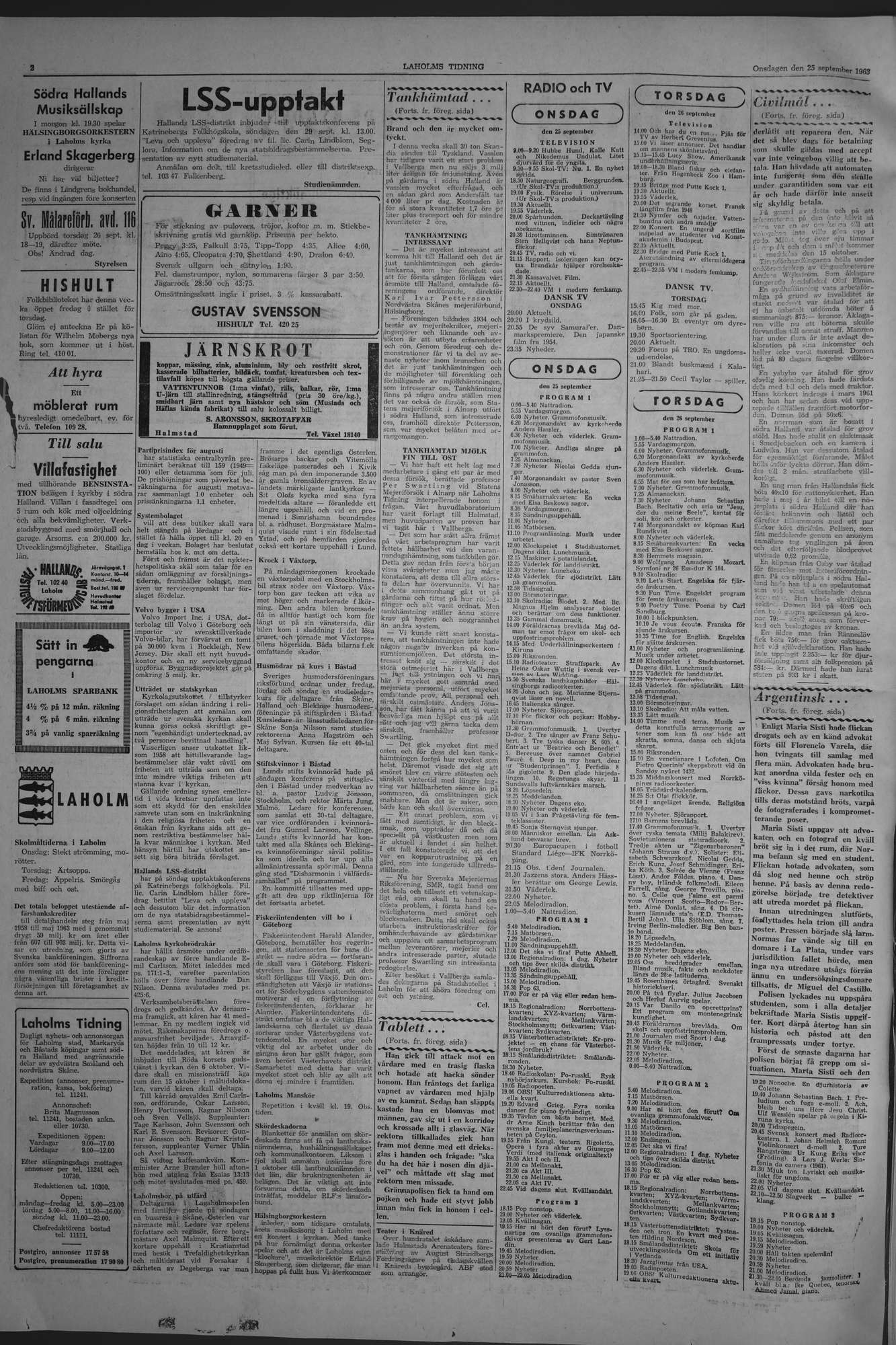 Laholms Tidning Onsdag 25 september 1963, sida 2