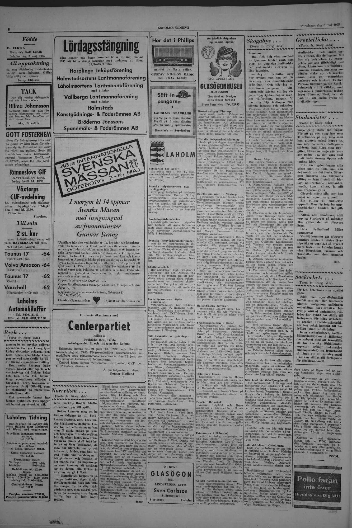 Laholms Tidning Torsdag 6 maj 1965, sida 2