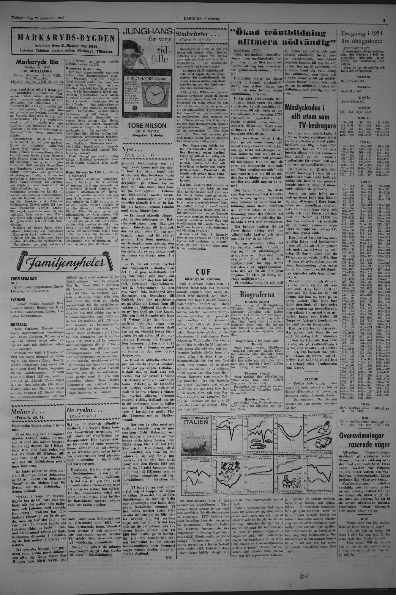 Laholms Tidning Tisdag 26 november 1963, sida 3