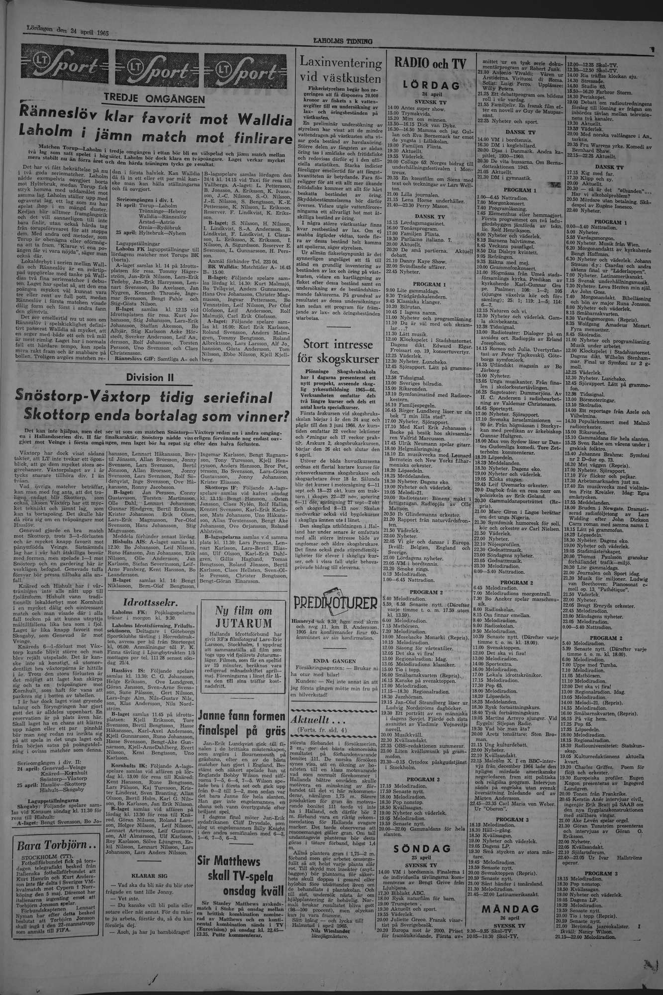 Laholms Tidning Lördag 24 april 1965, sida 7