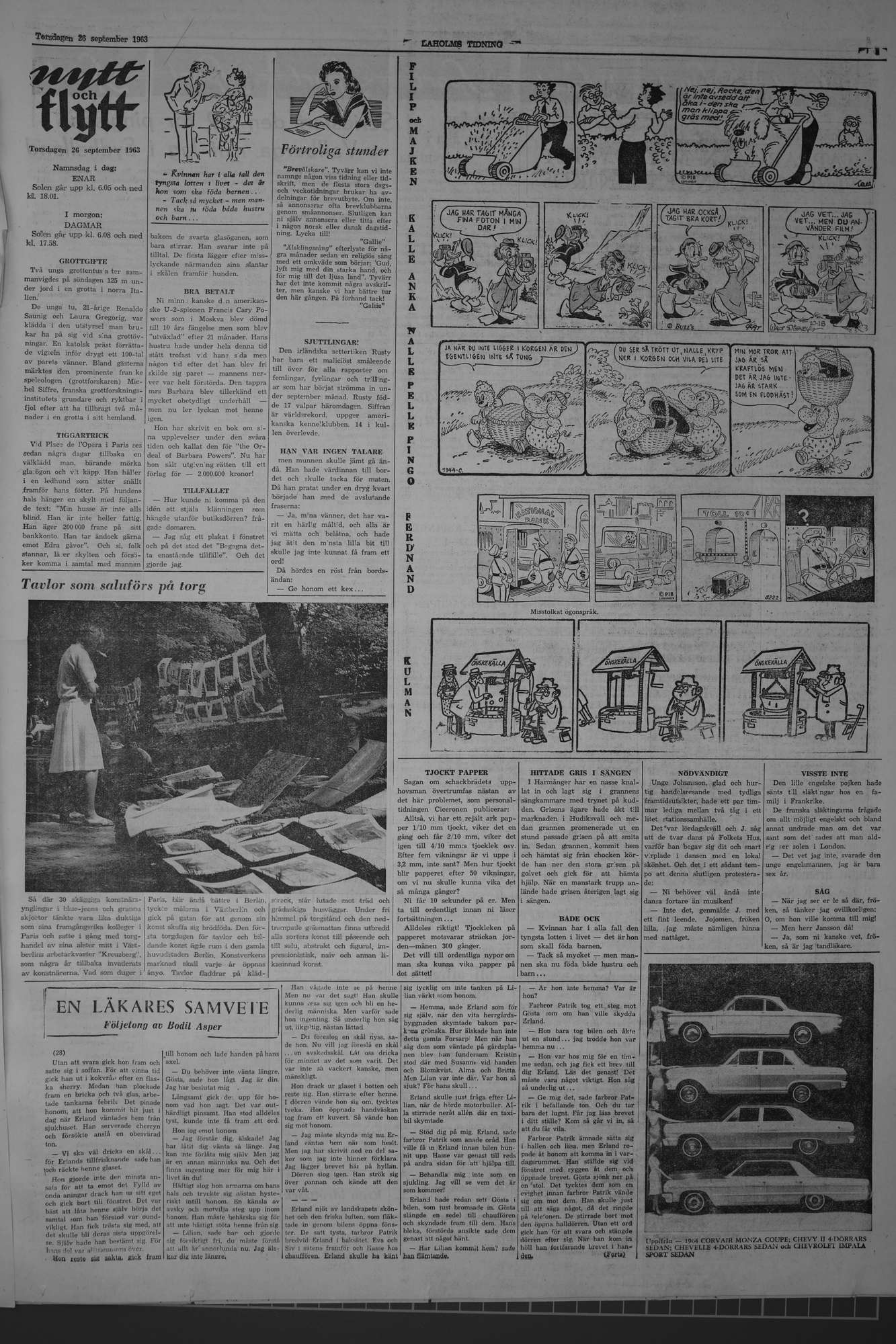 Laholms Tidning Torsdag 26 september 1963, sida 1