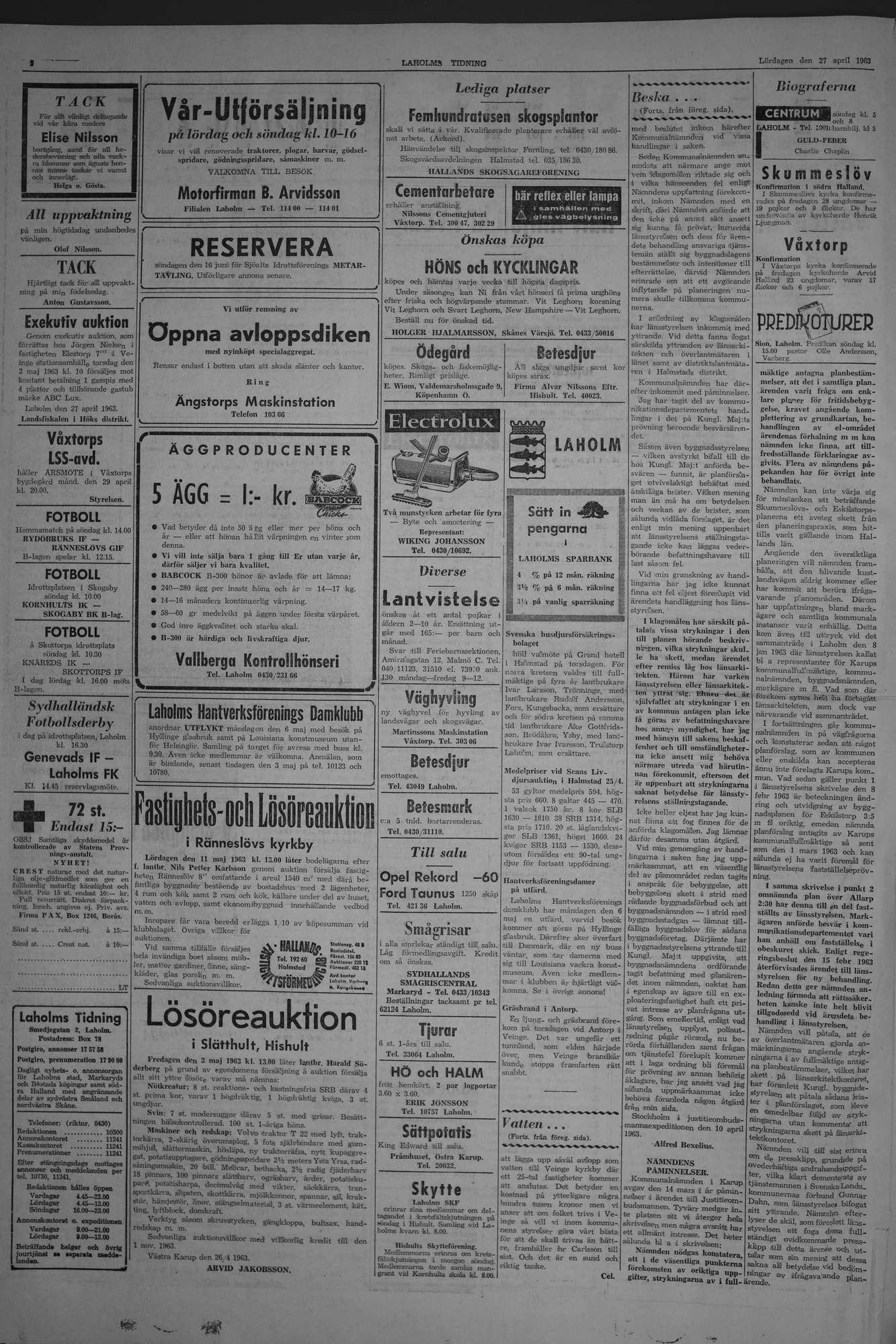 Laholms Tidning Lördag 27 april 1963, sida 2