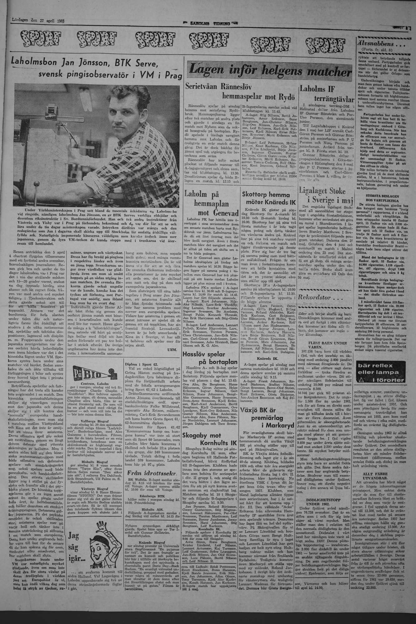 Laholms Tidning Lördag 27 april 1963, sida 5