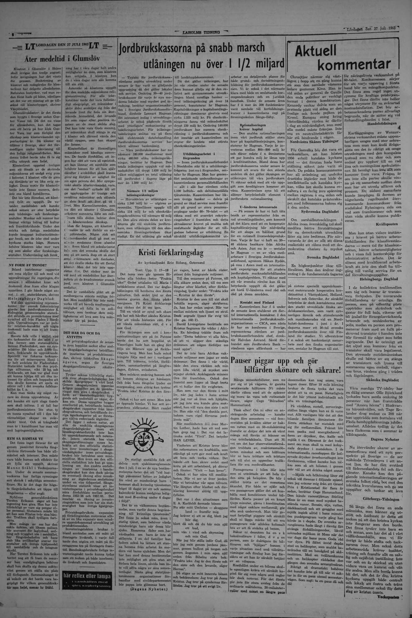 Laholms Tidning Lördag 27 juli 1963, sida 4