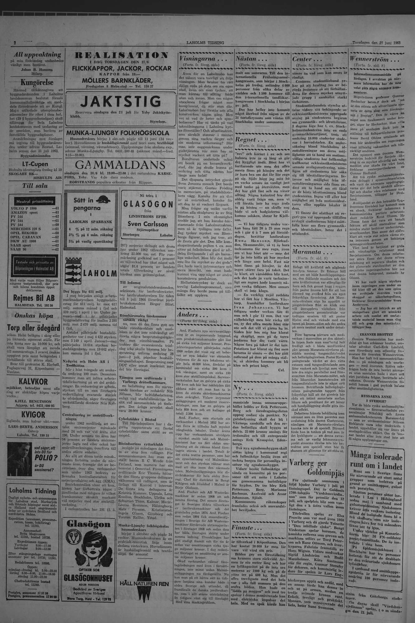 Laholms Tidning Torsdag 27 juni 1963, sida 2