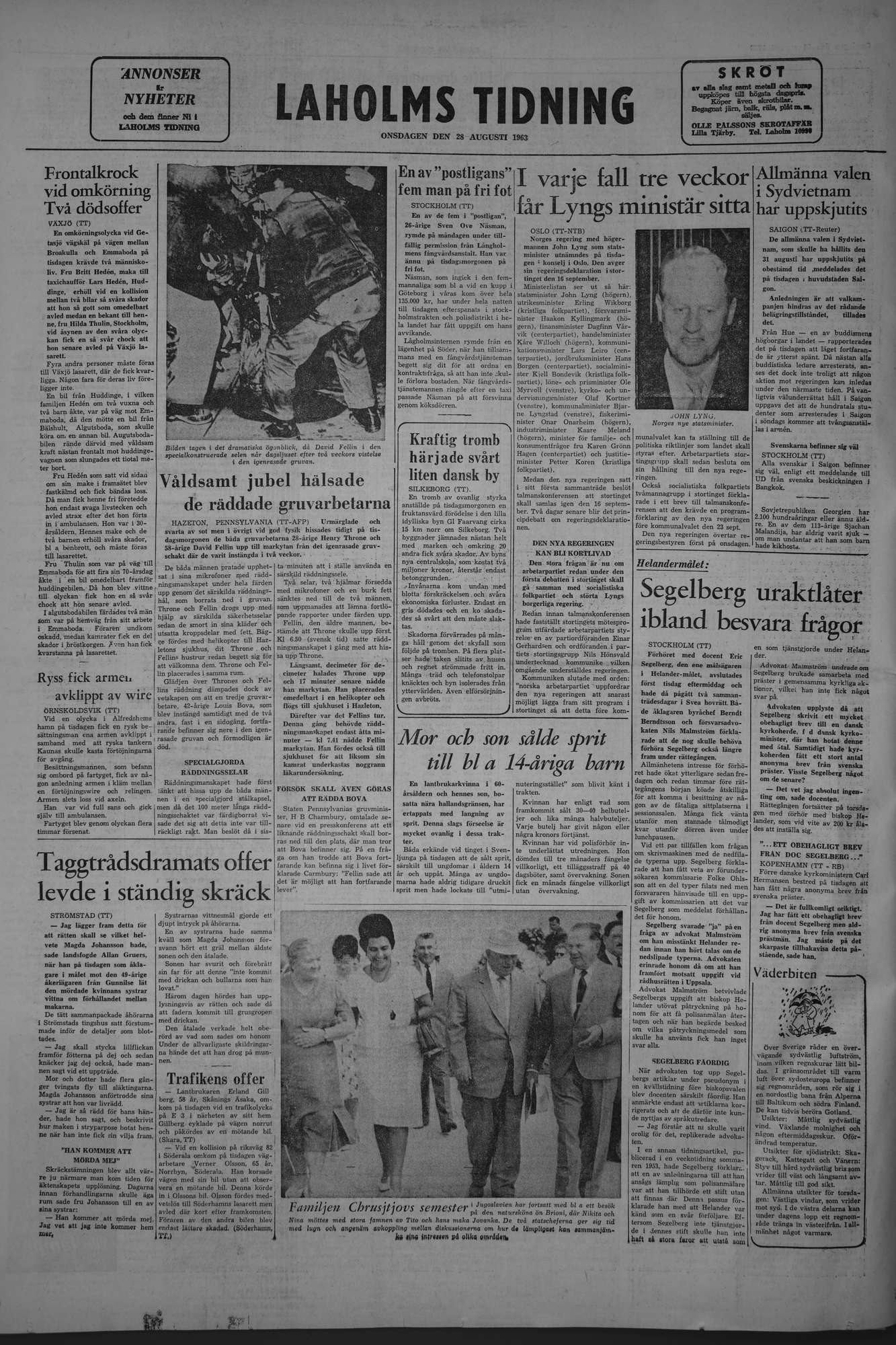 Laholms Tidning Onsdag 28 augusti 1963, sida 8